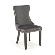 Scaun ALDA, gri/negru, stofa catifelata/lemn, 50x62x95 cm
