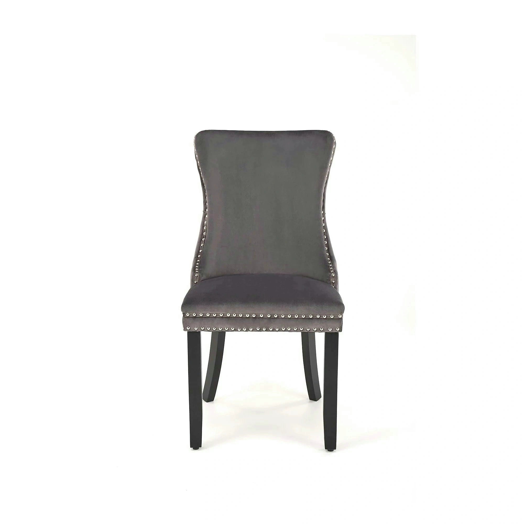 Scaun ALDA, gri/negru, stofa catifelata/lemn, 50x62x95 cm