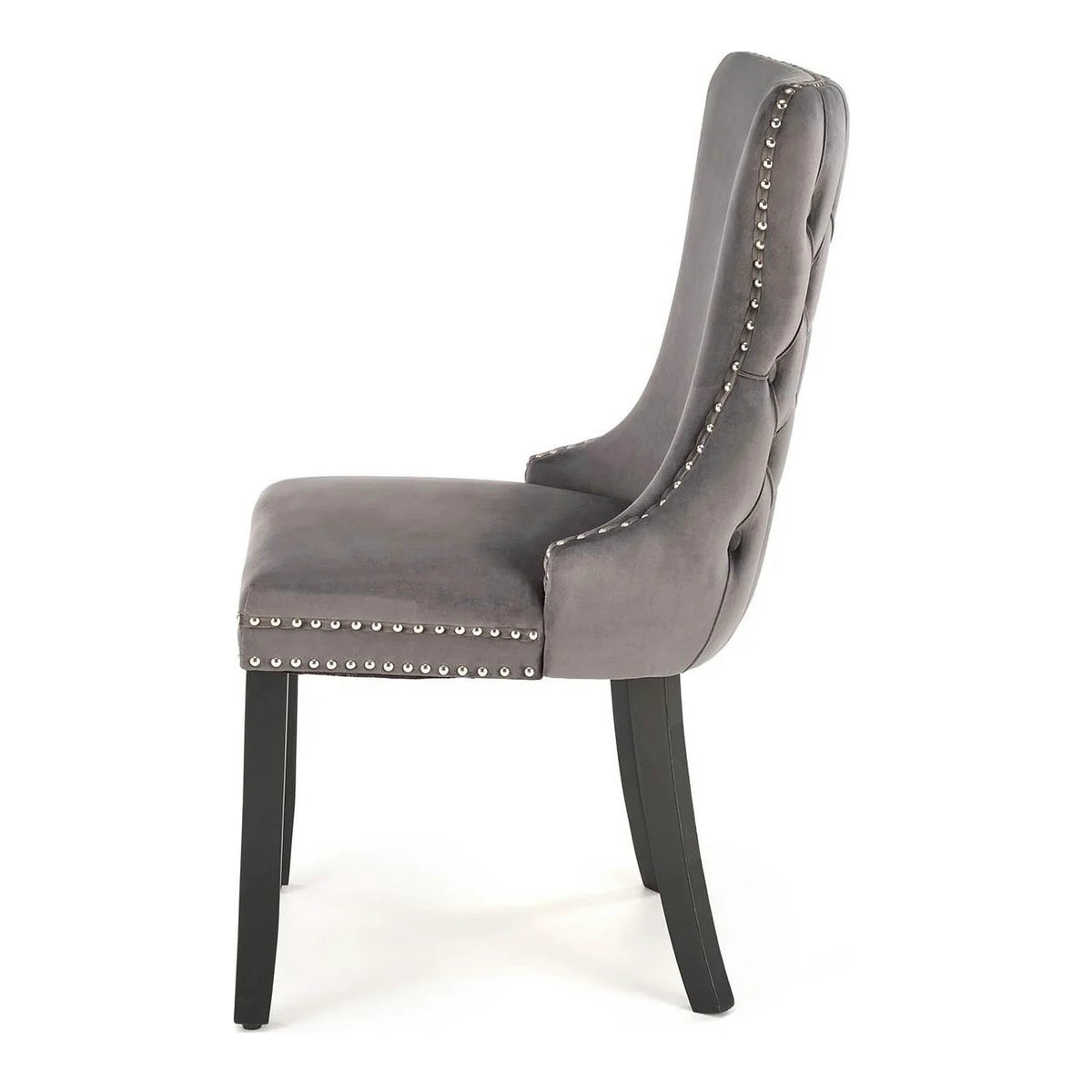 Scaun ALDA, gri/negru, stofa catifelata/lemn, 50x62x95 cm