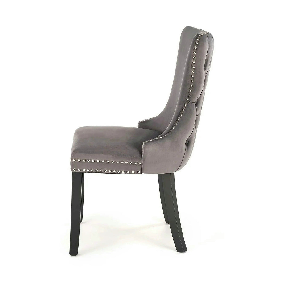 Scaun ALDA, gri/negru, stofa catifelata/lemn, 50x62x95 cm