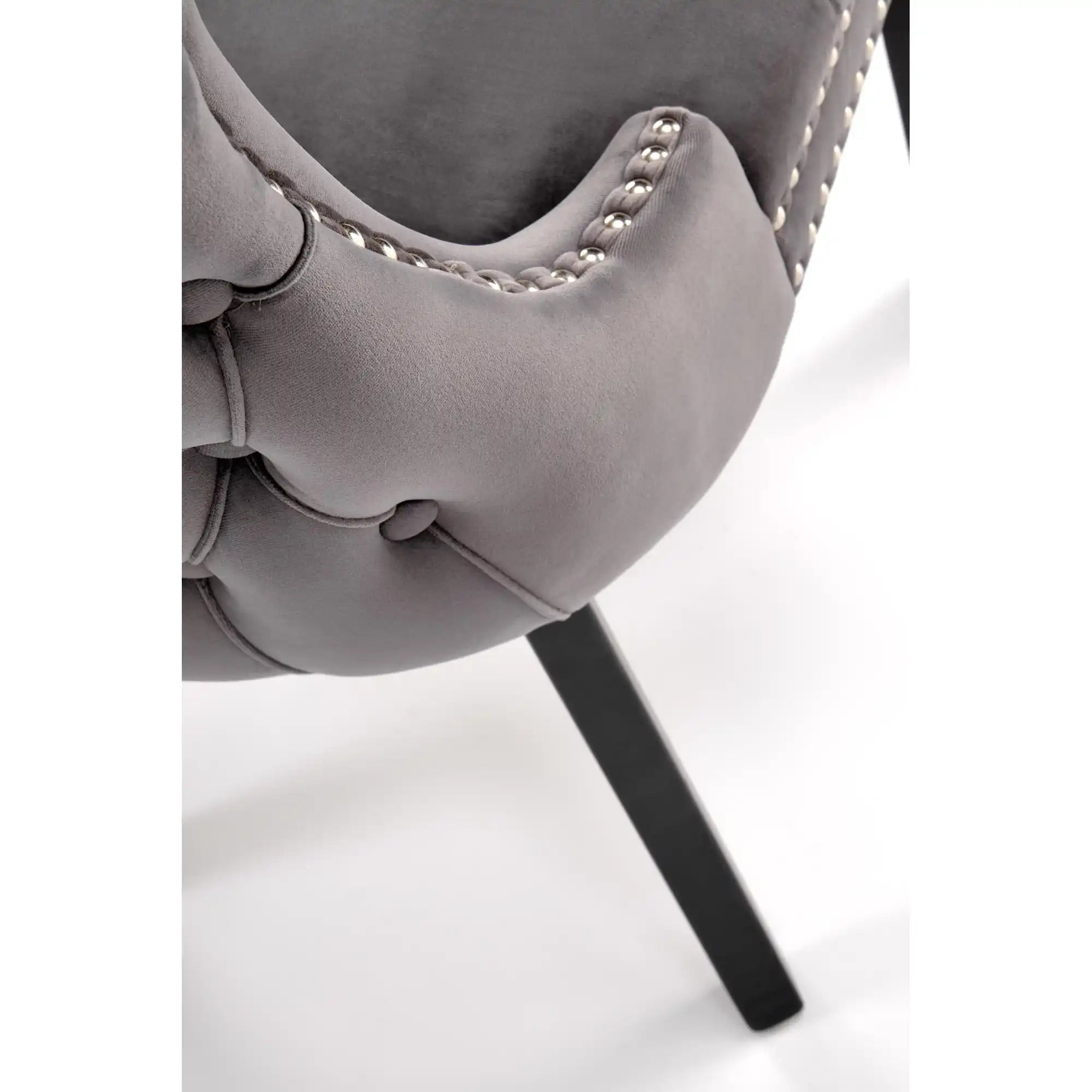 Scaun ALDA, gri/negru, stofa catifelata/lemn, 50x62x95 cm