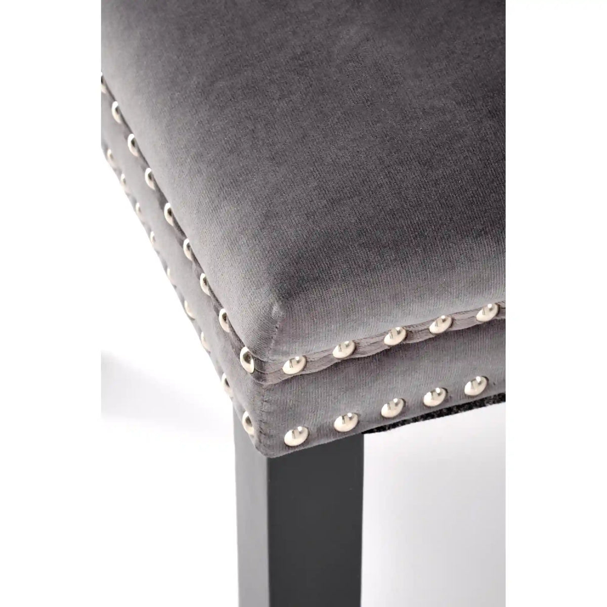 Scaun ALDA, gri/negru, stofa catifelata/lemn, 50x62x95 cm