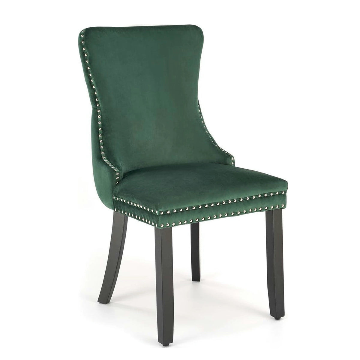 Scaun ALDA, verde inchis/negru, stofa catifelata/lemn, 50x62x95 cm