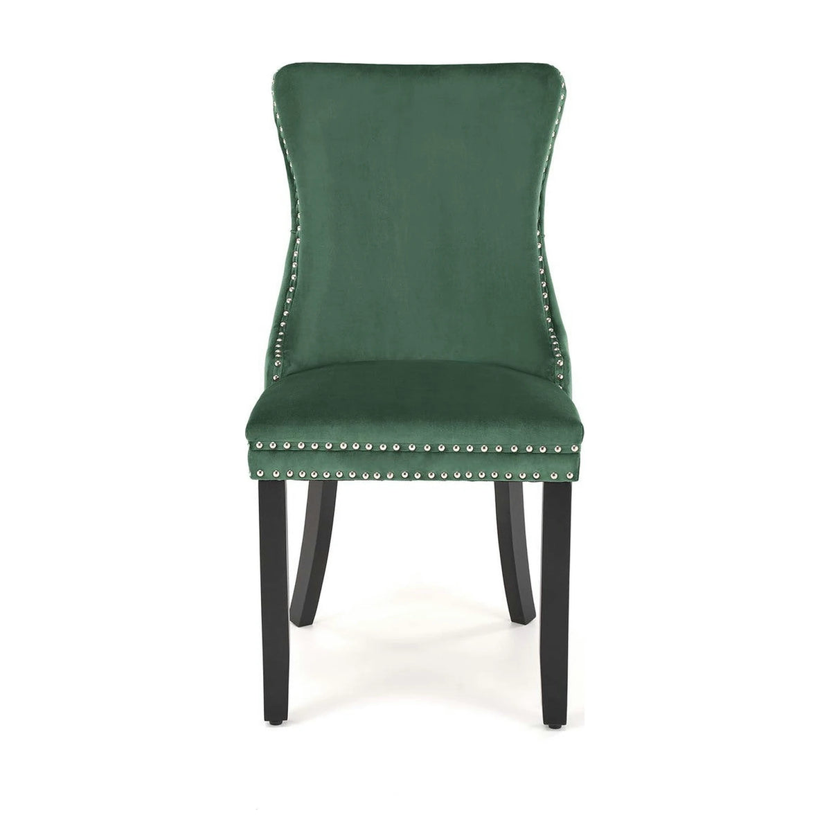 Scaun ALDA, verde inchis/negru, stofa catifelata/lemn, 50x62x95 cm