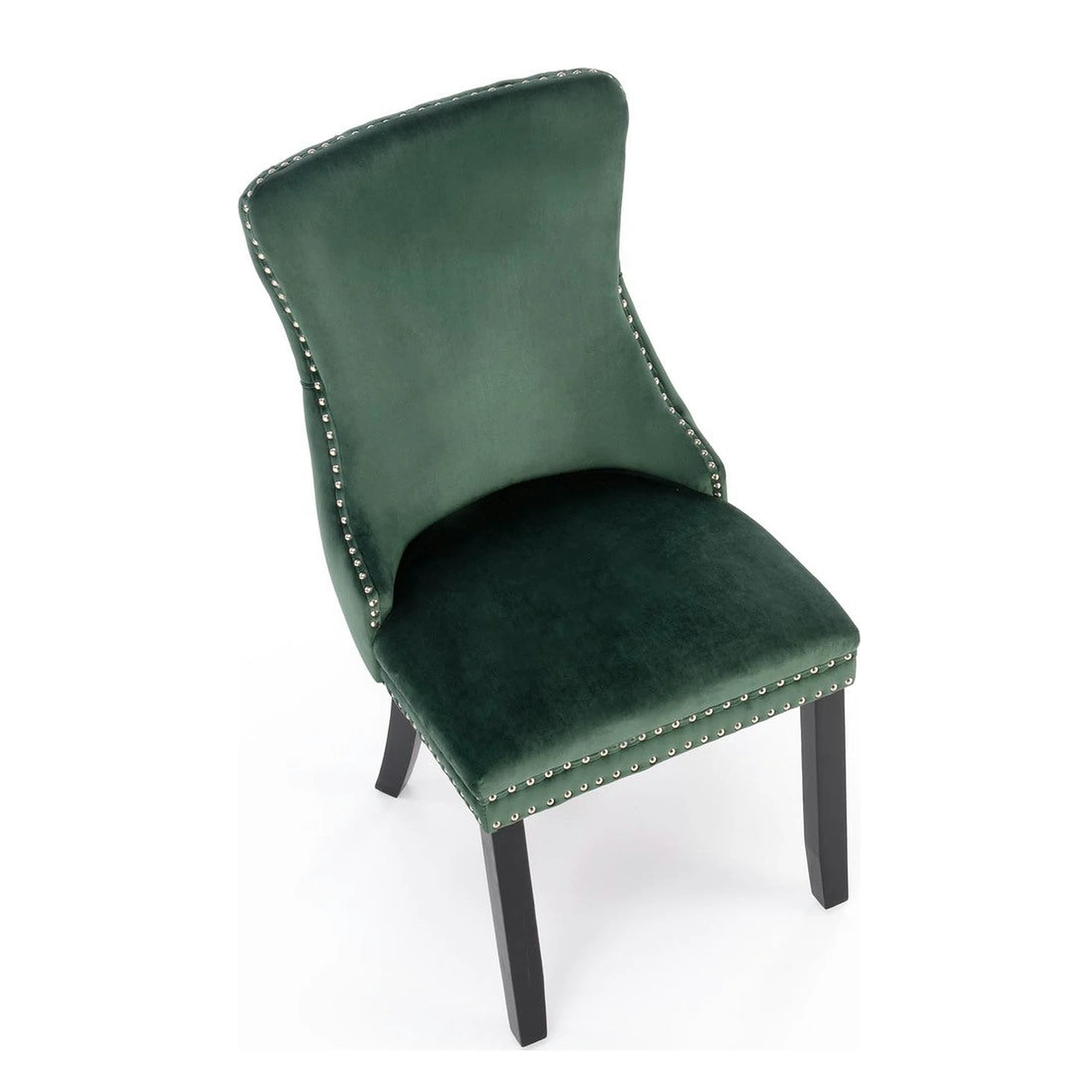 Scaun ALDA, verde inchis/negru, stofa catifelata/lemn, 50x62x95 cm