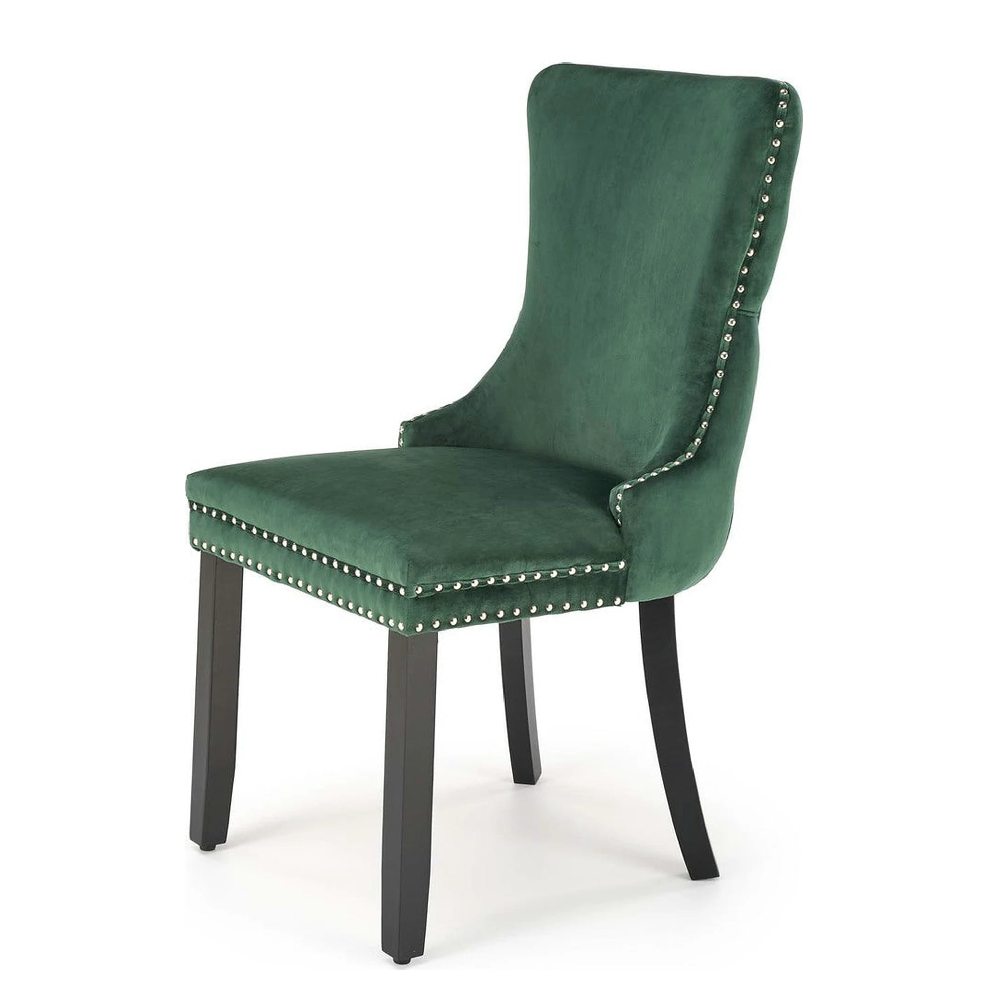 Scaun ALDA, verde inchis/negru, stofa catifelata/lemn, 50x62x95 cm