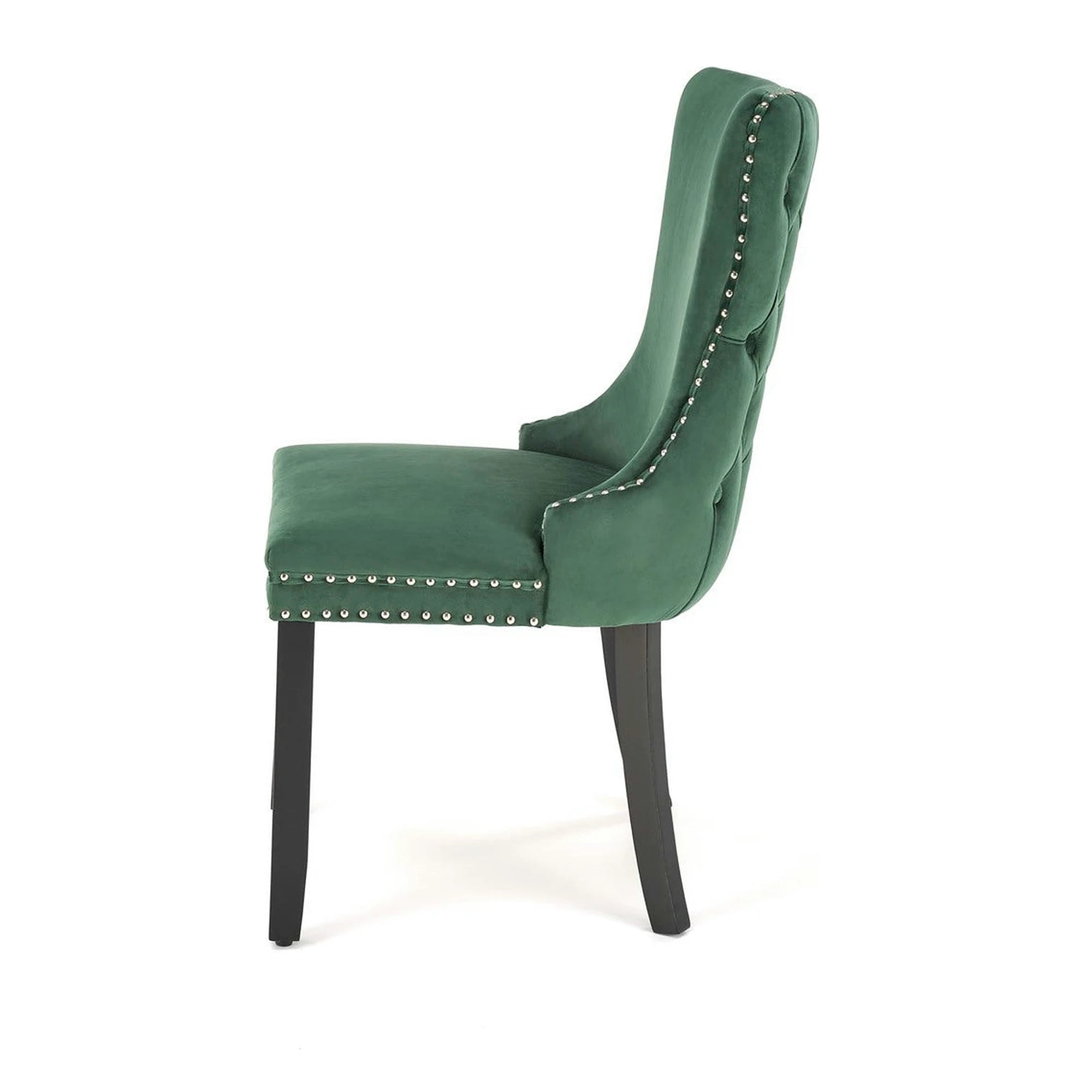 Scaun ALDA, verde inchis/negru, stofa catifelata/lemn, 50x62x95 cm