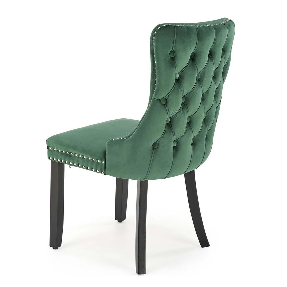 Scaun ALDA, verde inchis/negru, stofa catifelata/lemn, 50x62x95 cm