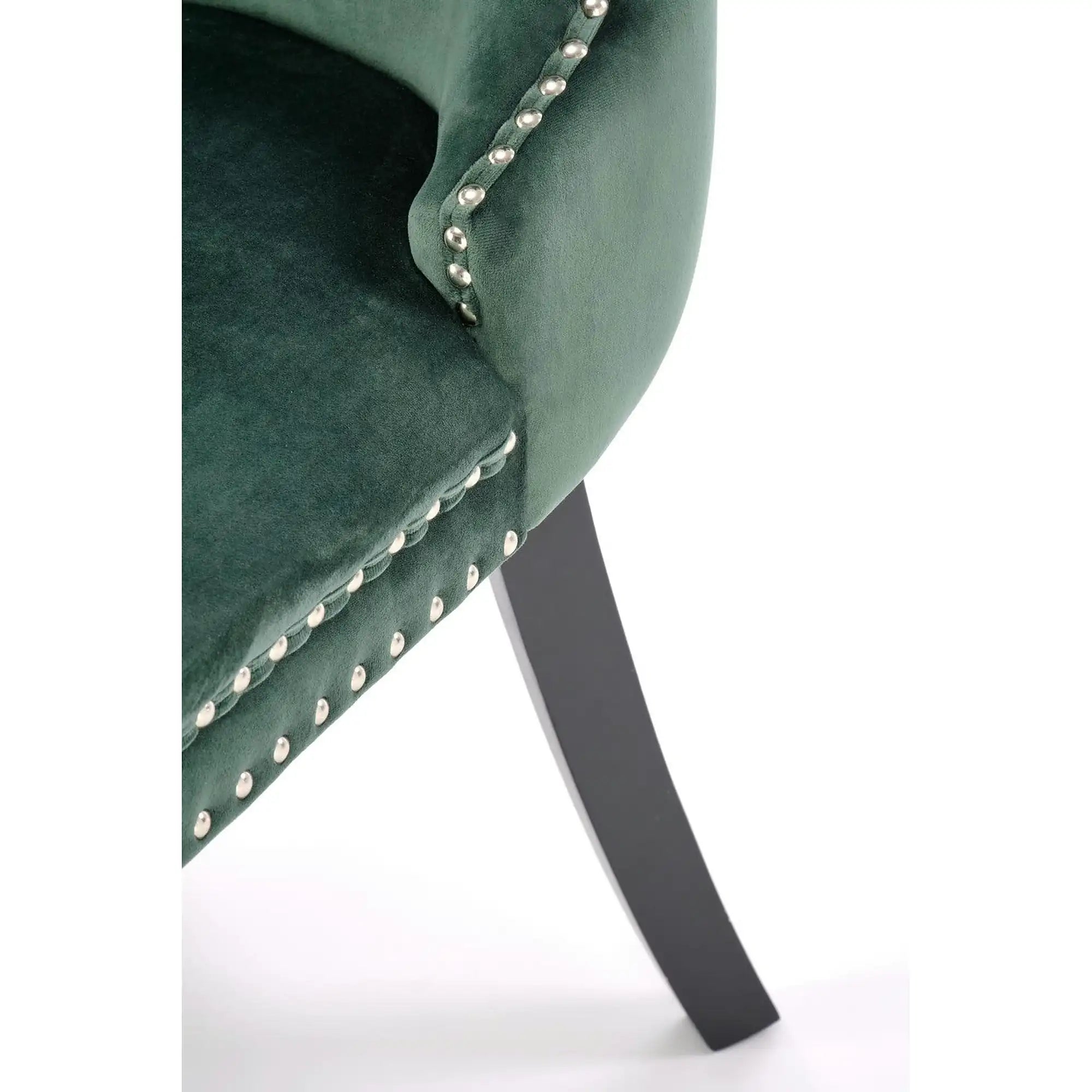 Scaun ALDA, verde inchis/negru, stofa catifelata/lemn, 50x62x95 cm