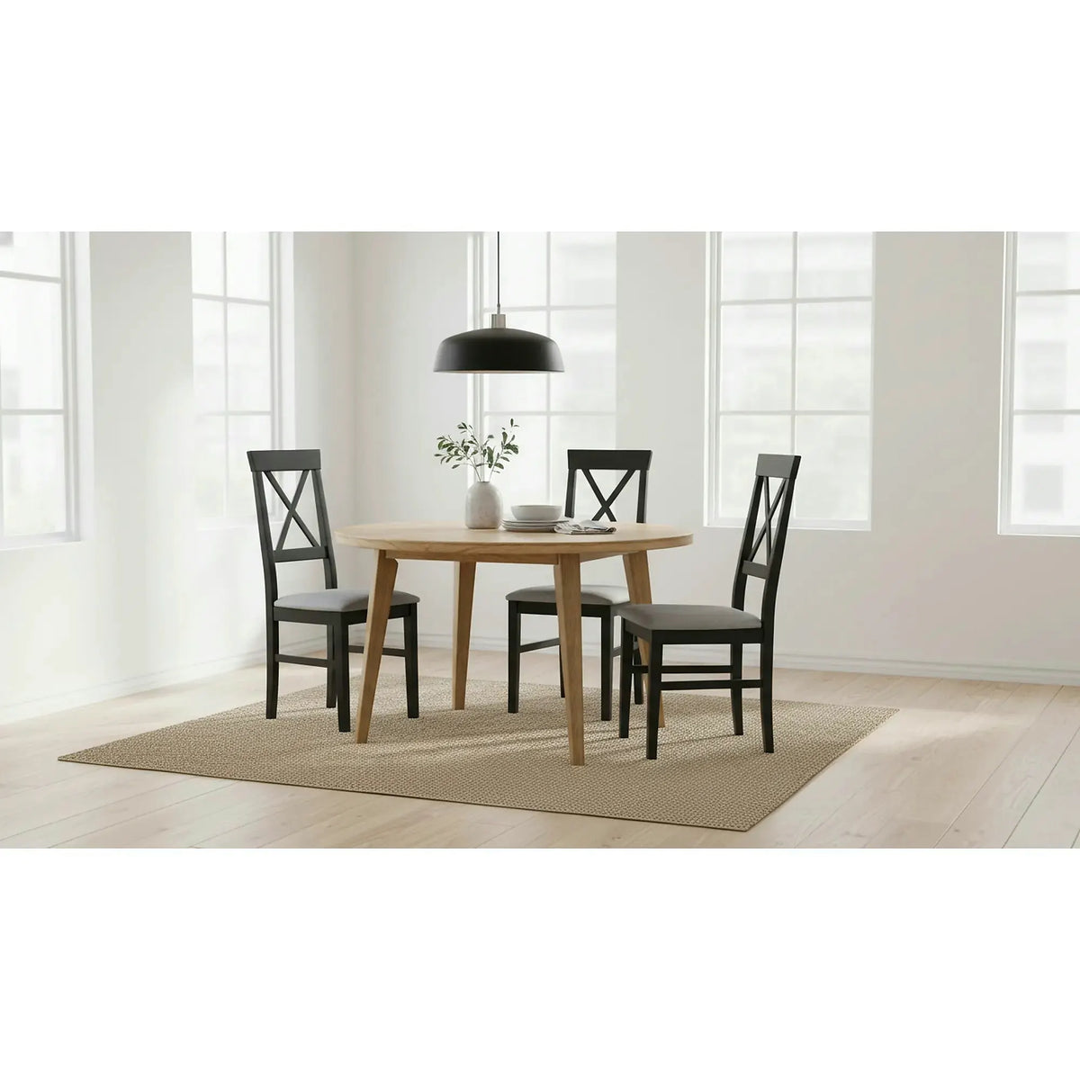 Scaun ALLA 3, gri deschis/negru, stofa clasica/lemn, 43x51x95 cm