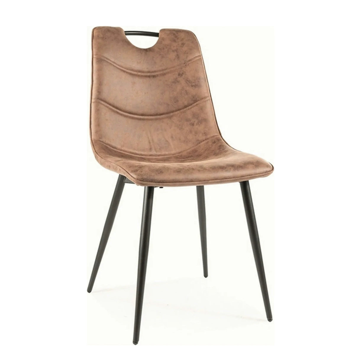 Scaun ALOE, maro/negru mat, stofa microfibra/metal, 46x41x91 cm