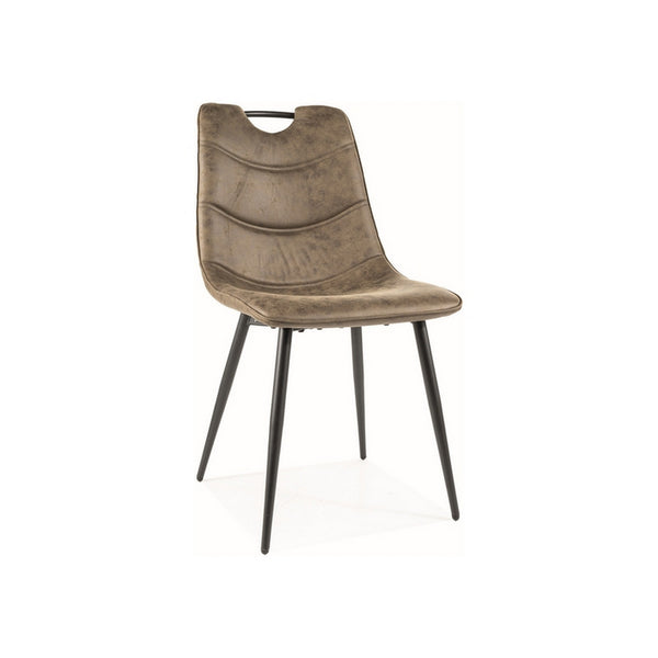 Scaun ALOE, verde olive/negru mat, stofa microfibra/metal, 46x41x91 cm