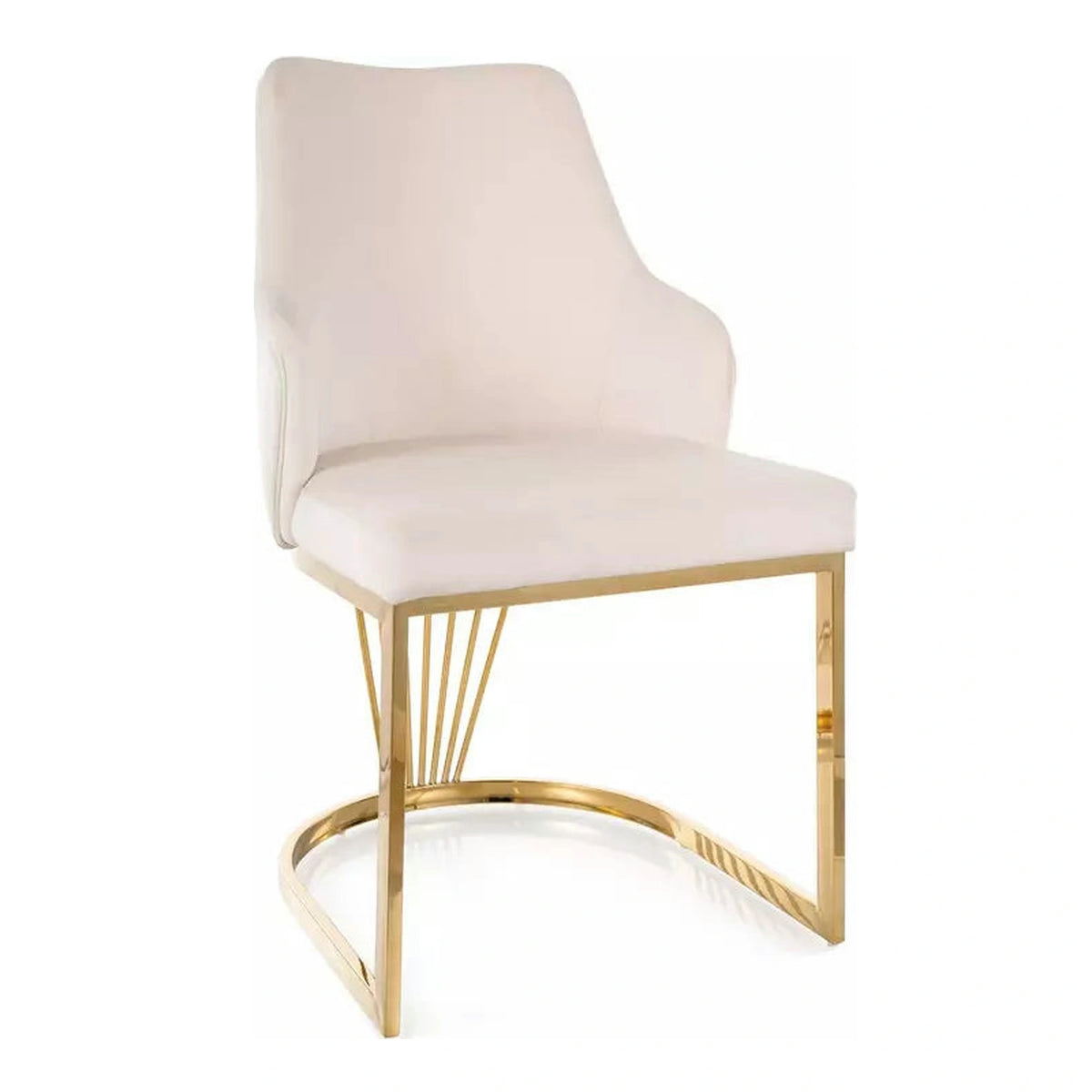 Scaun ALURE, bej deschis - Bluvel 22, stofa catifelata/metal, 52x64x89 cm