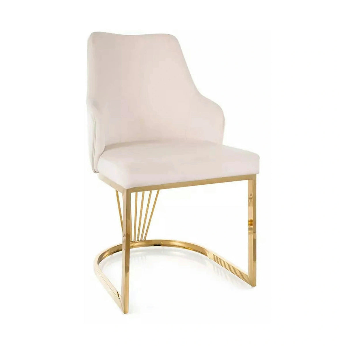 Scaun ALURE, bej deschis - Bluvel 22, stofa catifelata/metal, 52x64x89 cm