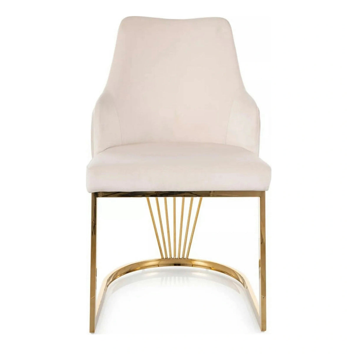 Scaun ALURE, bej deschis - Bluvel 22, stofa catifelata/metal, 52x64x89 cm