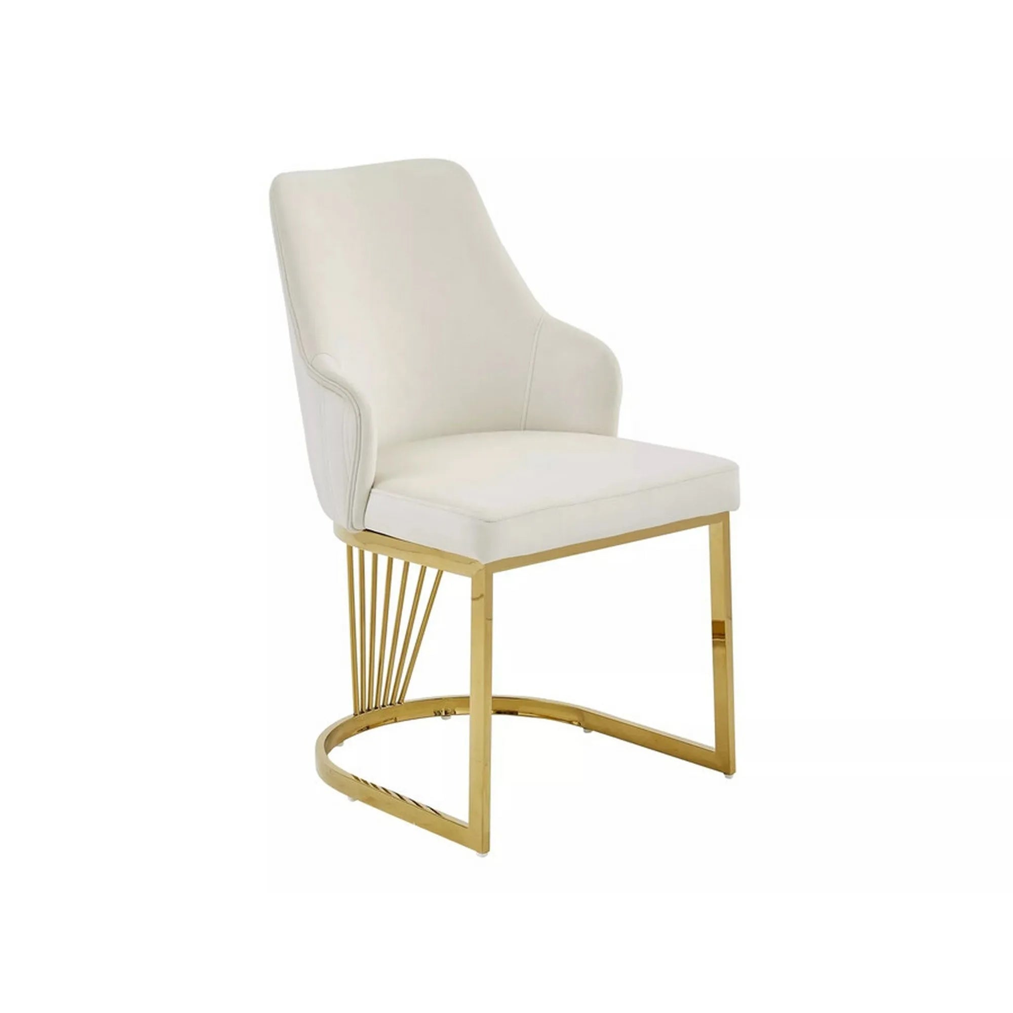 Scaun ALURE, bej deschis - Bluvel 22, stofa catifelata/metal, 52x64x89 cm