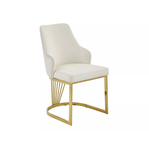 Scaun ALURE, bej deschis - Bluvel 22, stofa catifelata/metal, 52x64x89 cm