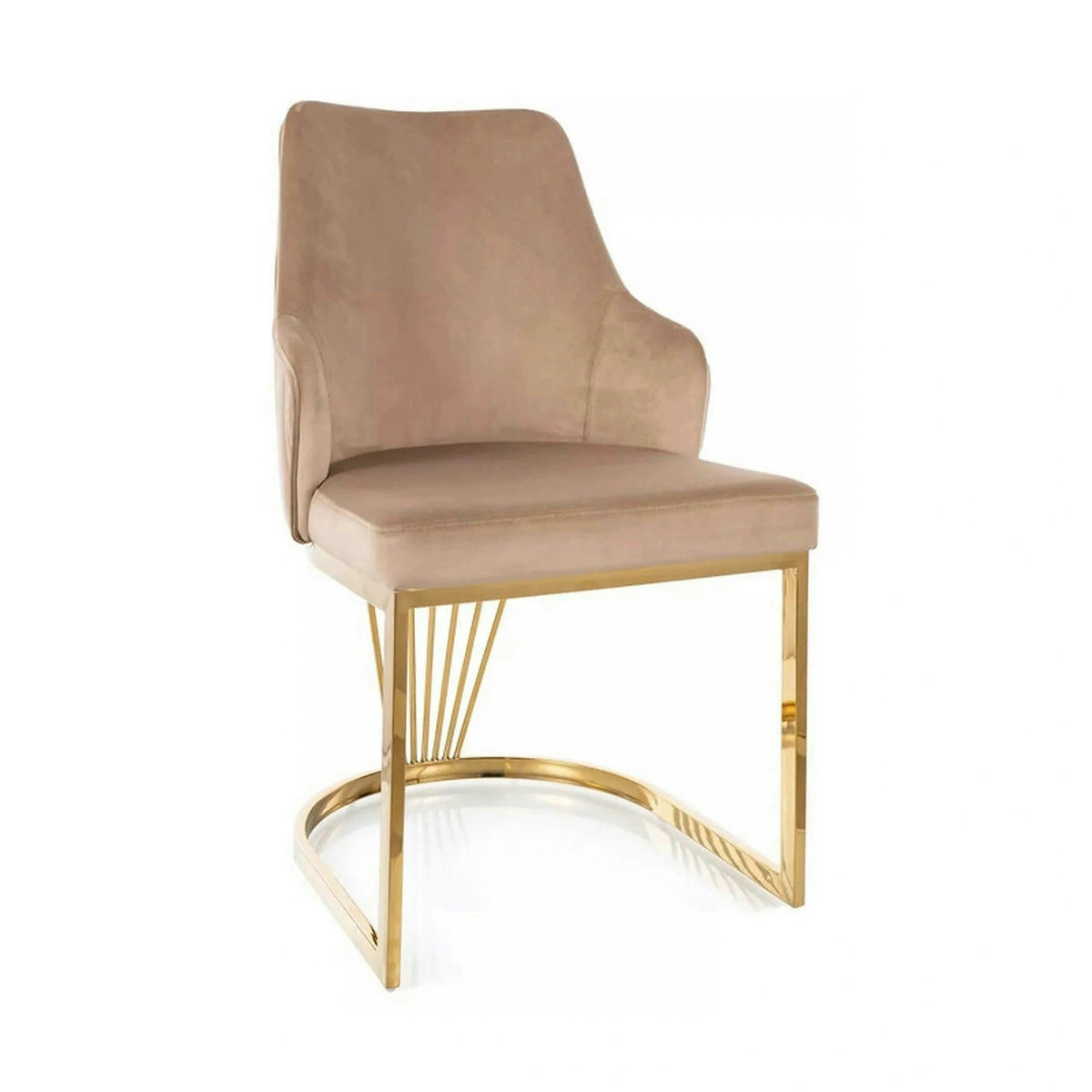 Scaun ALURE, bej inchis - Bluvel 28, stofa catifelata/metal, 52x64x89 cm
