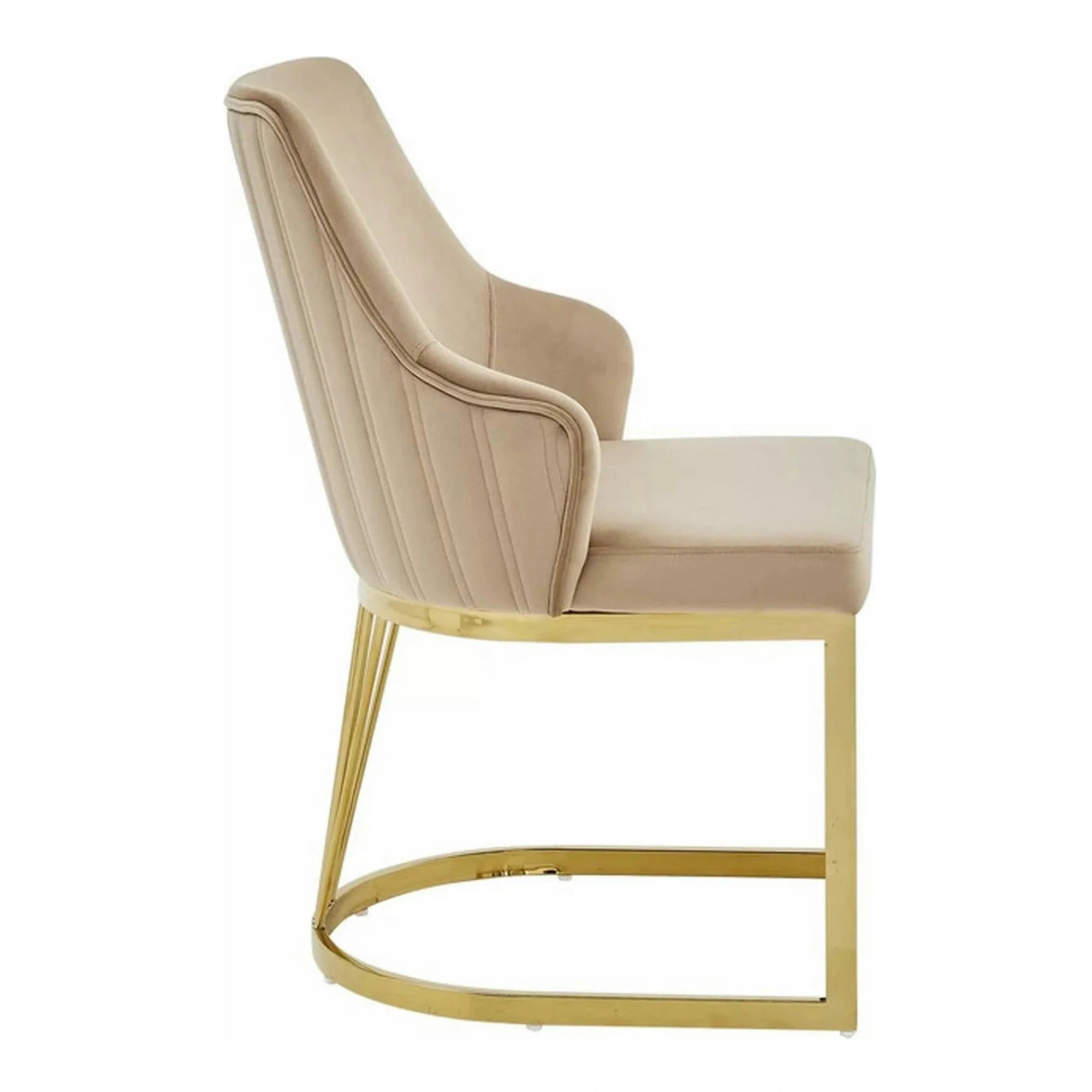 Scaun ALURE, bej inchis - Bluvel 28, stofa catifelata/metal, 52x64x89 cm