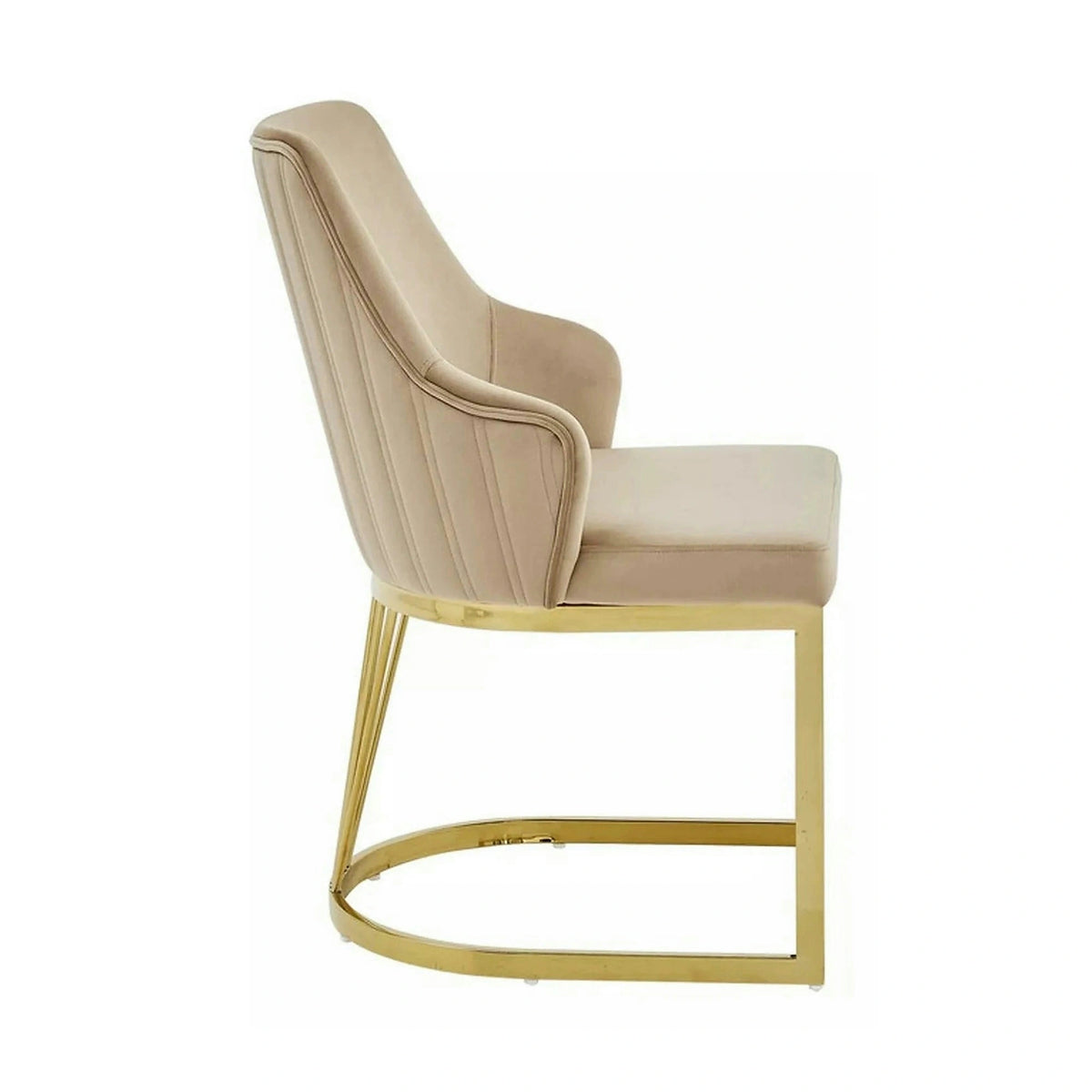 Scaun ALURE, bej inchis - Bluvel 28, stofa catifelata/metal, 52x64x89 cm
