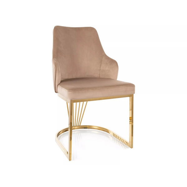 Scaun ALURE, bej inchis - Bluvel 28, stofa catifelata/metal, 52x64x89 cm