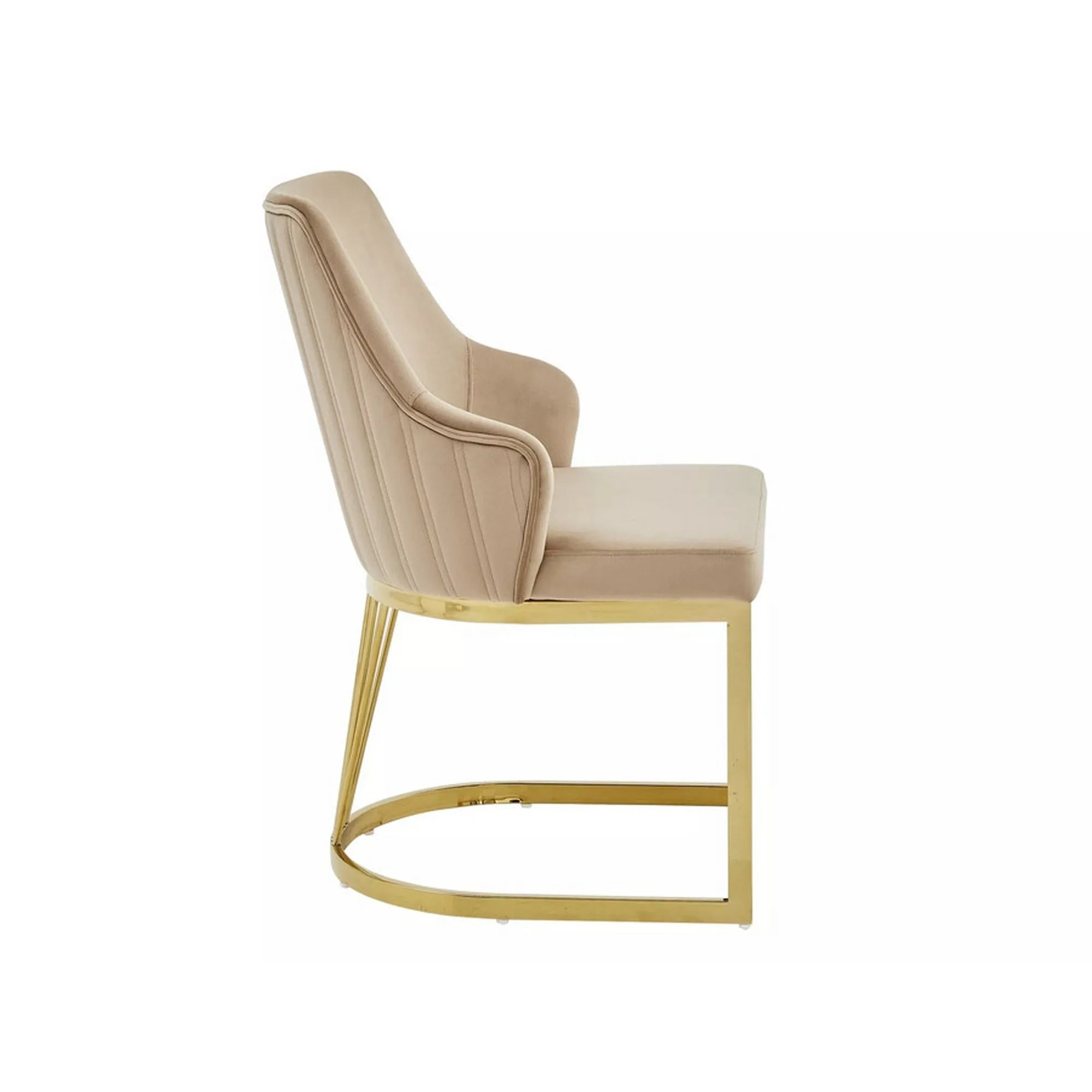 Scaun ALURE, bej inchis - Bluvel 28, stofa catifelata/metal, 52x64x89 cm