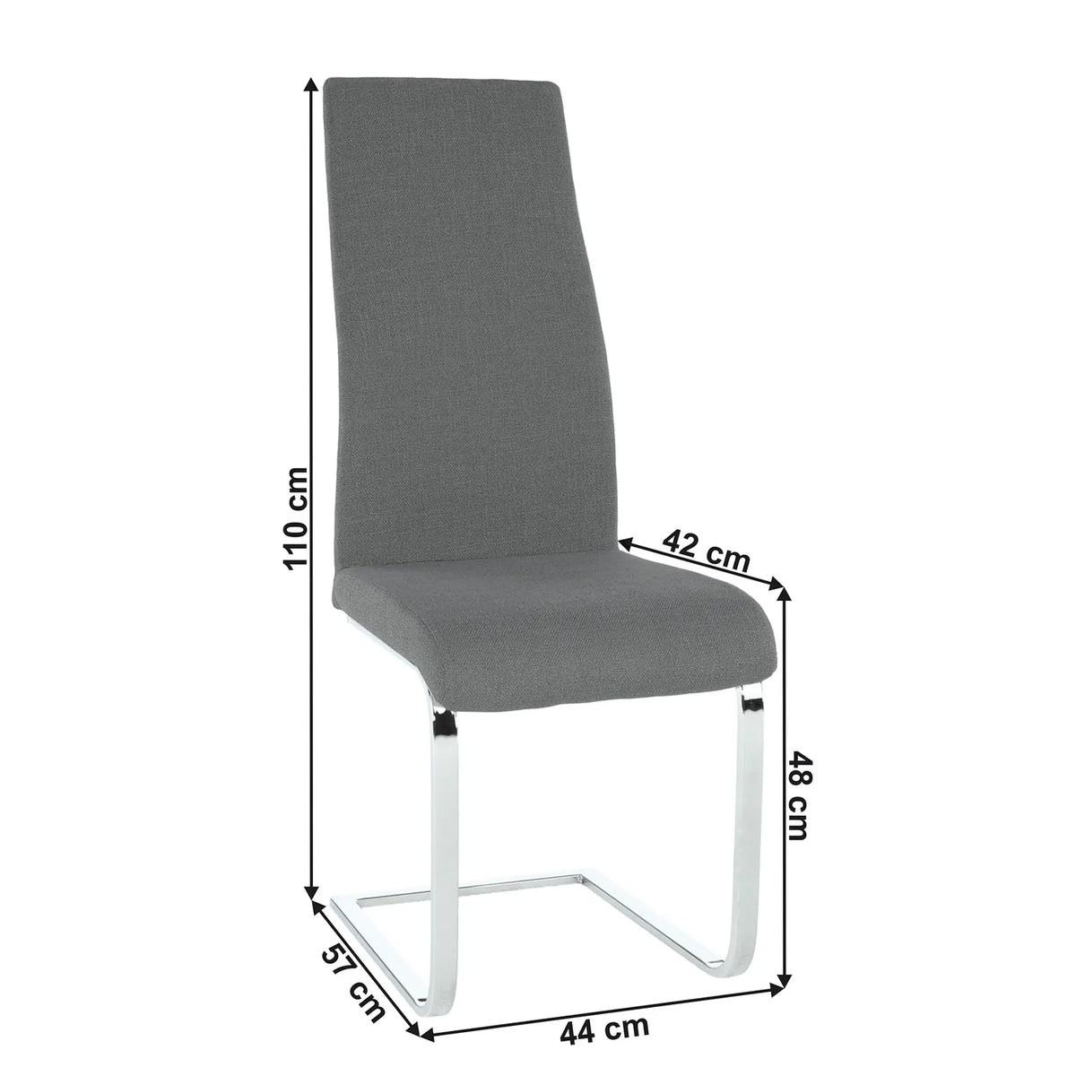 Scaun AMINA, gri inchis/crom, textil/metal, 44x46x110 cm