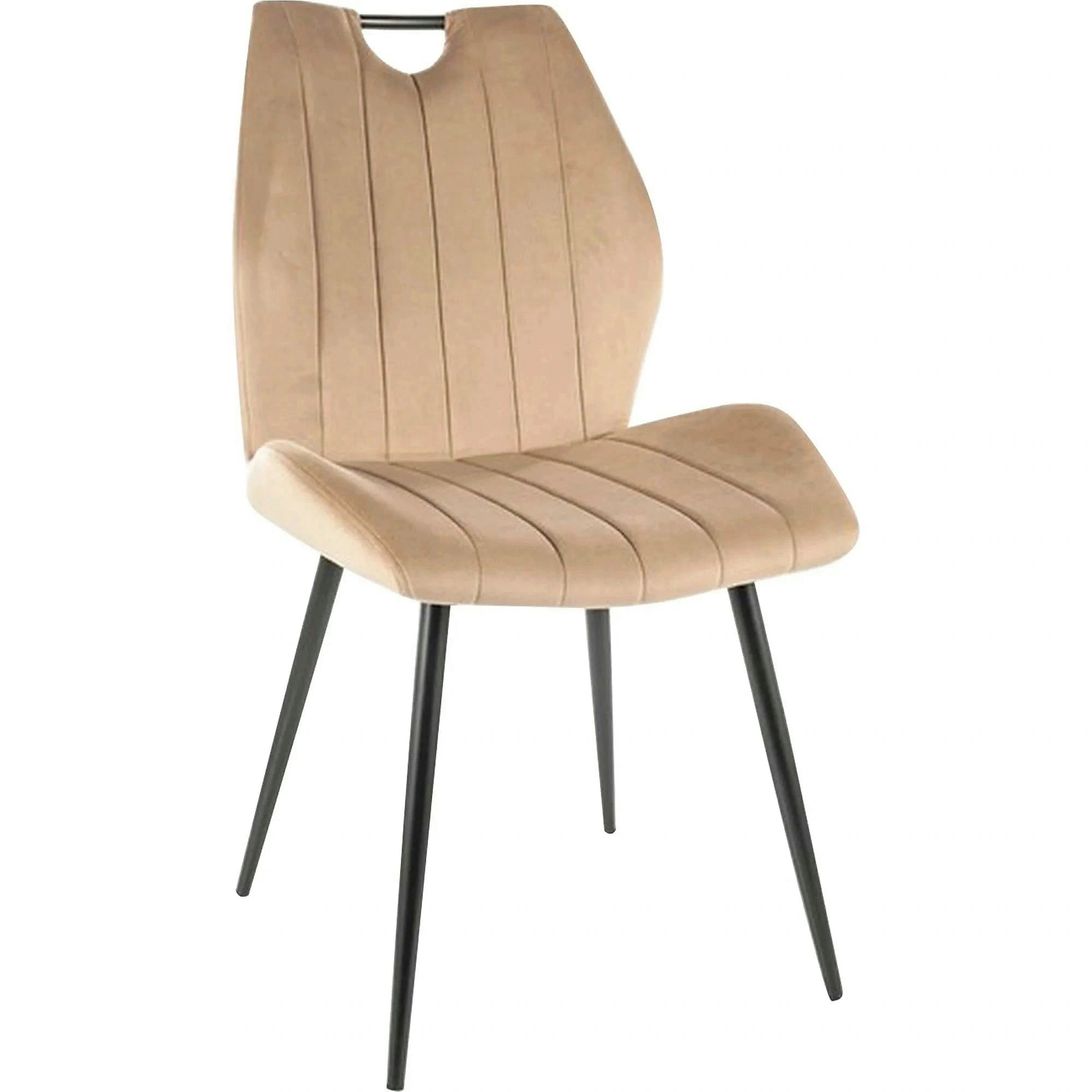 Scaun ARCO, bej/negru, stofa catifelata/metal, 51x43x91 cm