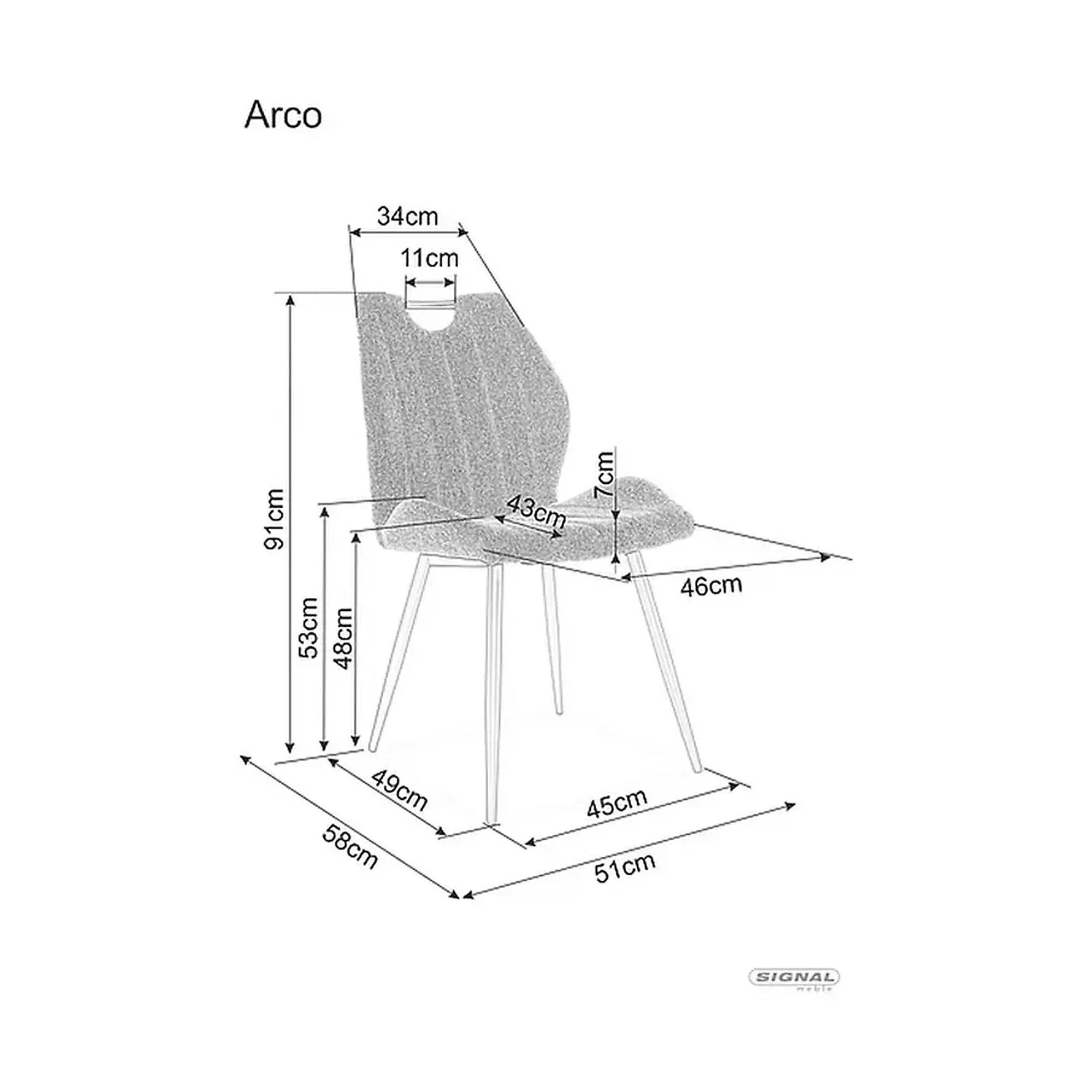 Scaun ARCO, caramiziu/negru, stofa catifelata/metal, 51x43x91 cm
