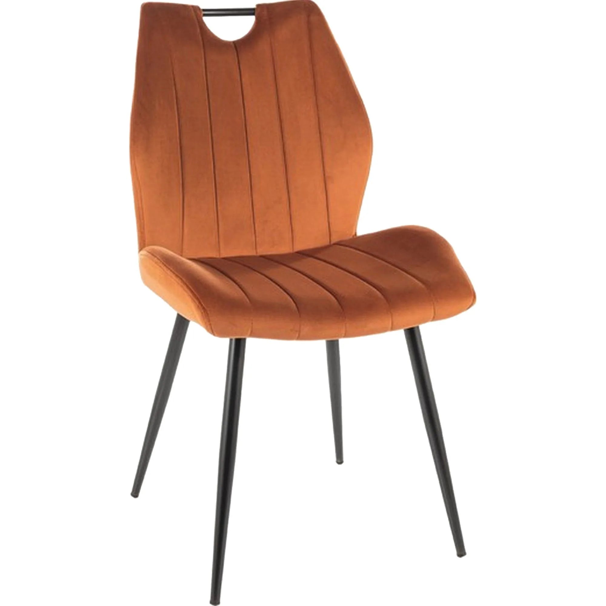 Scaun ARCO, caramiziu/negru, stofa catifelata/metal, 51x43x91 cm