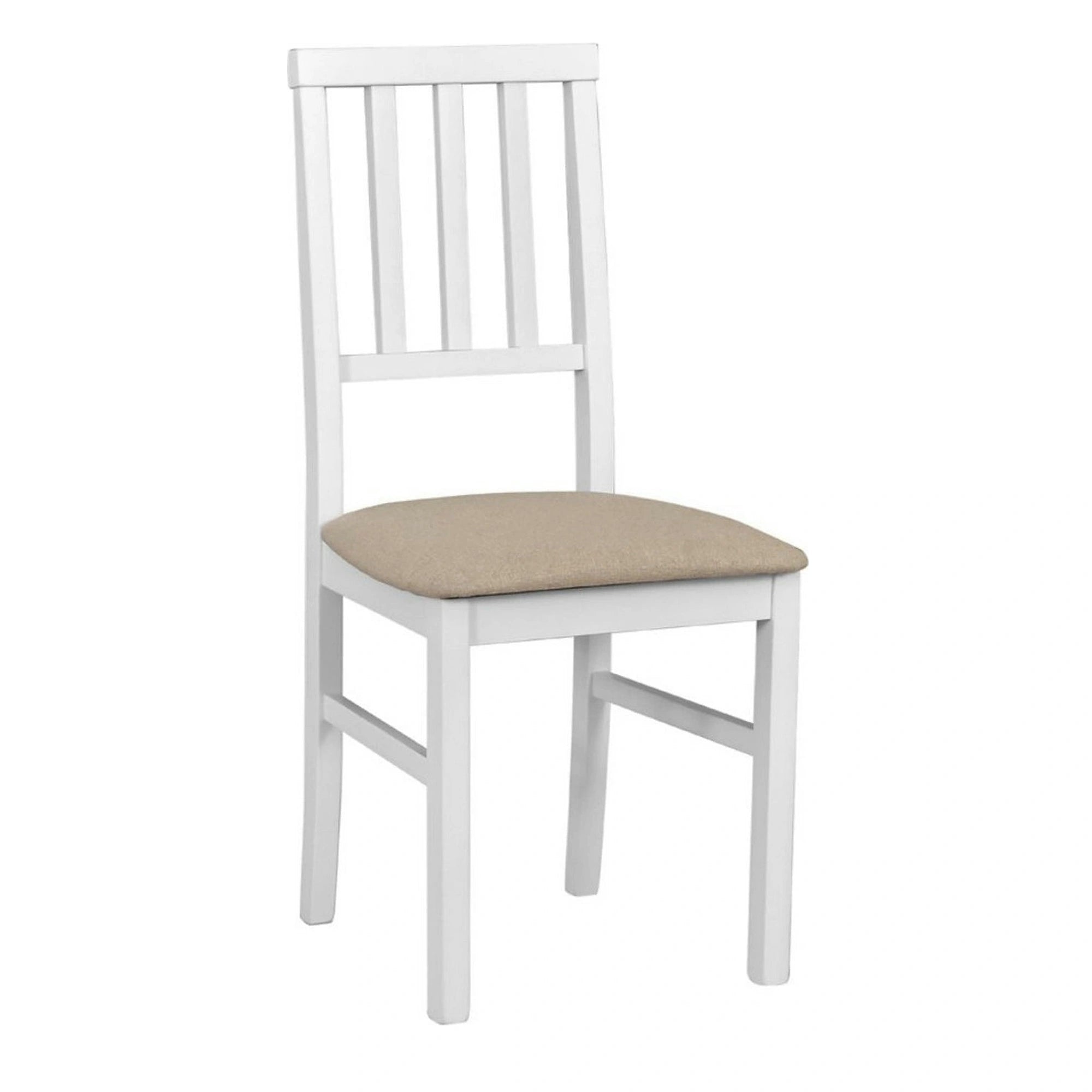 Scaun AREN, bej/alb, stofa clasica/lemn, 43x50x92 cm