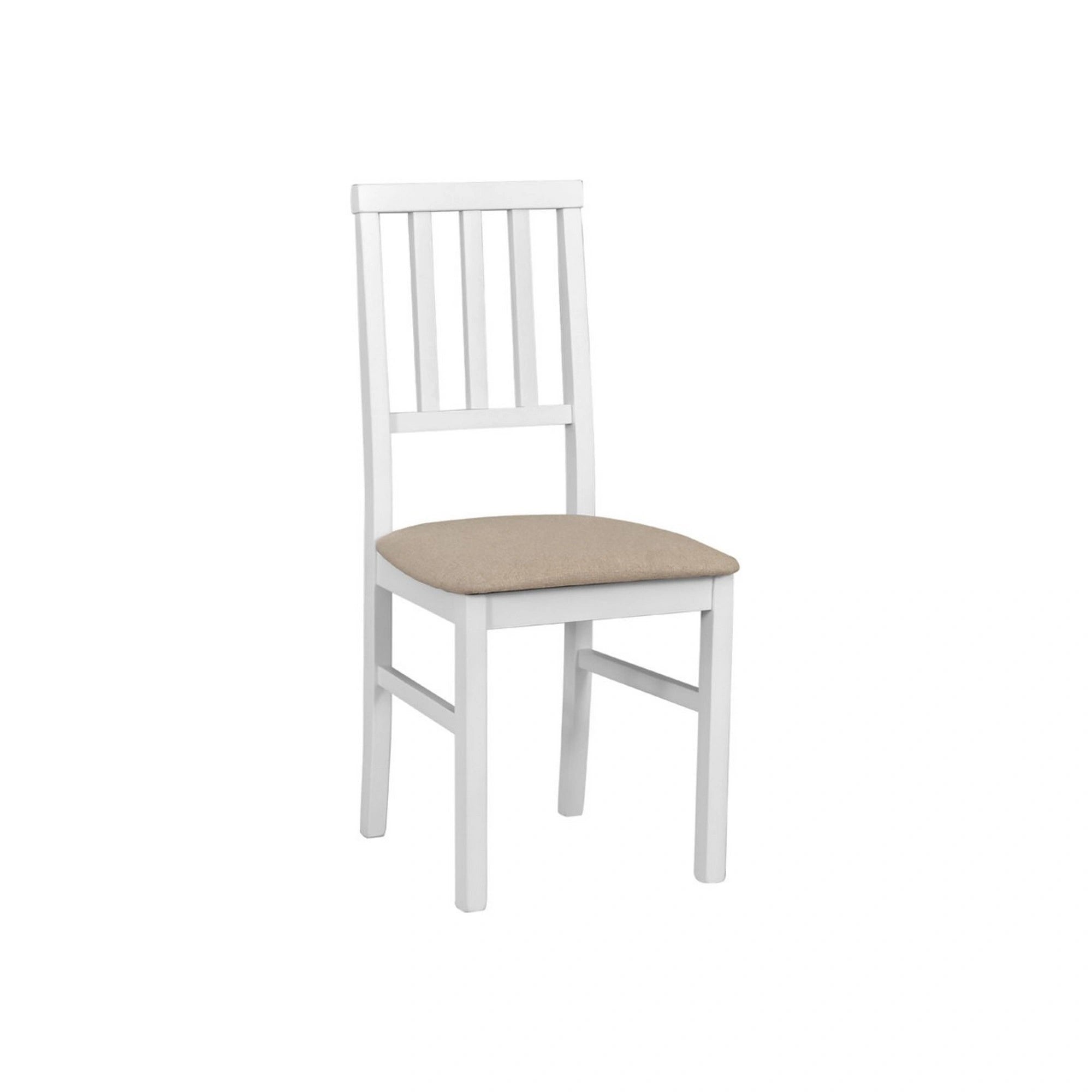 Scaun AREN, bej/alb, stofa clasica/lemn, 43x50x92 cm