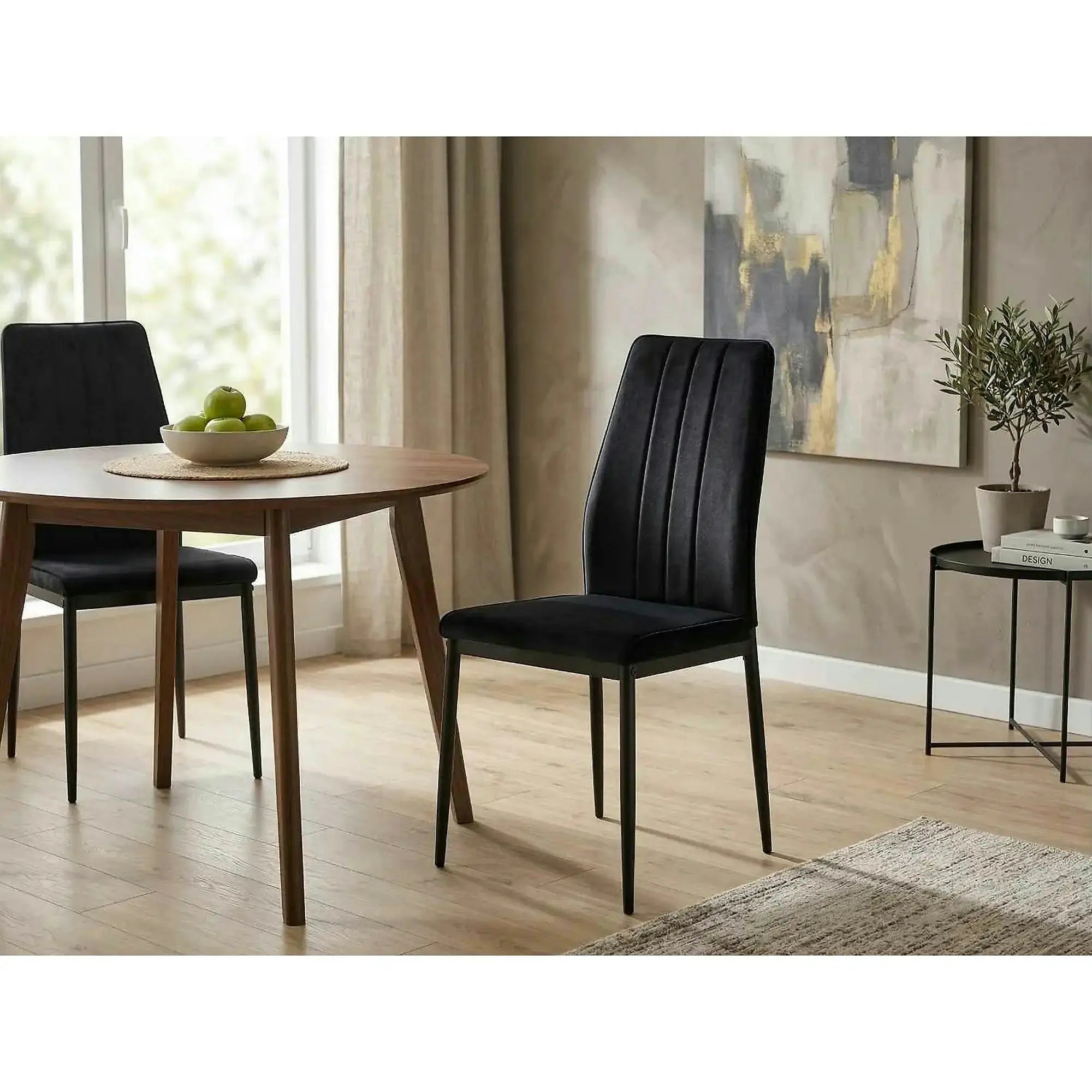 Scaun ATOM, negru, stofa catifelata/metal, 44x39x93 cm
