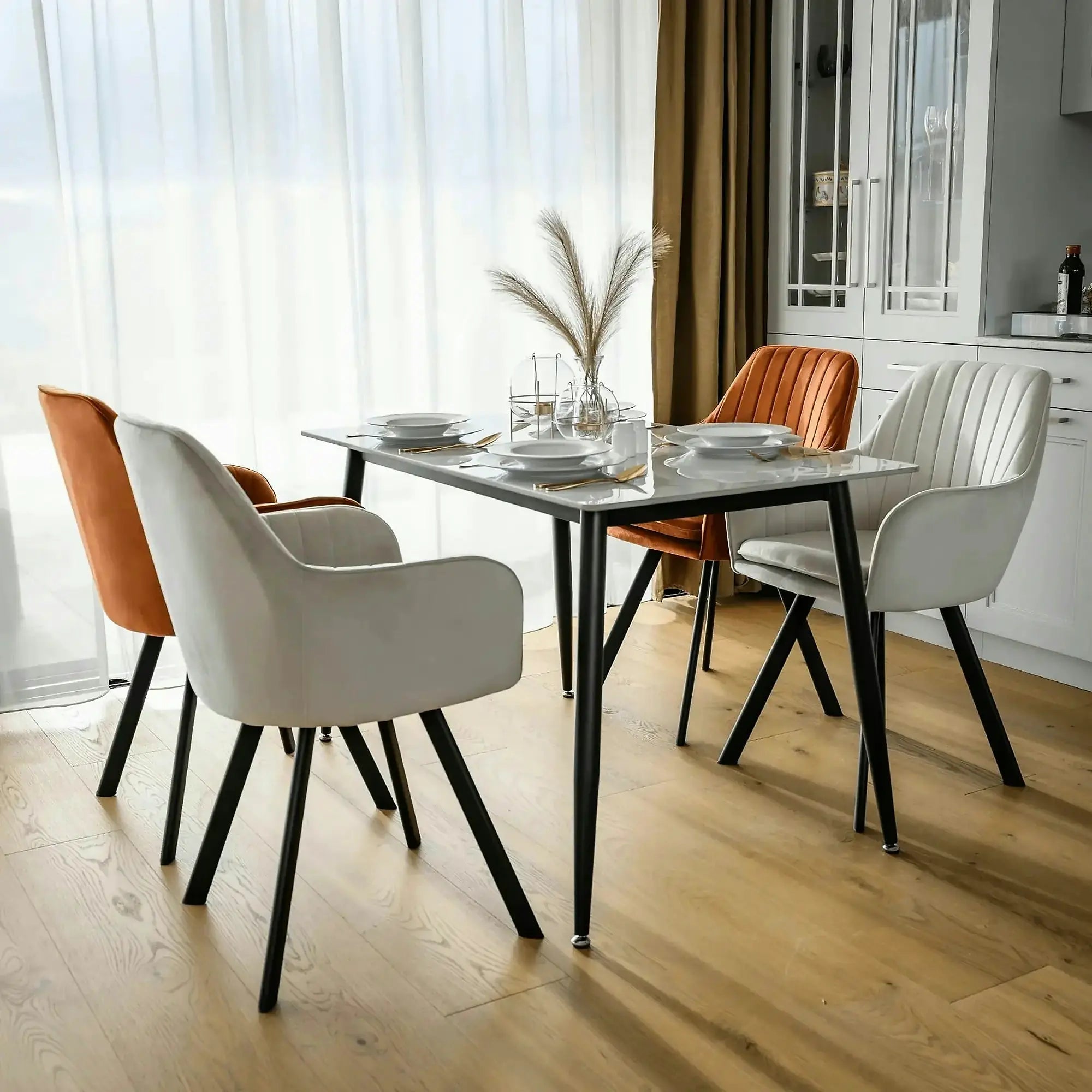 Scaun AURIL, stofa catifelata crem - Bluvel 30, 57x56x88 cm