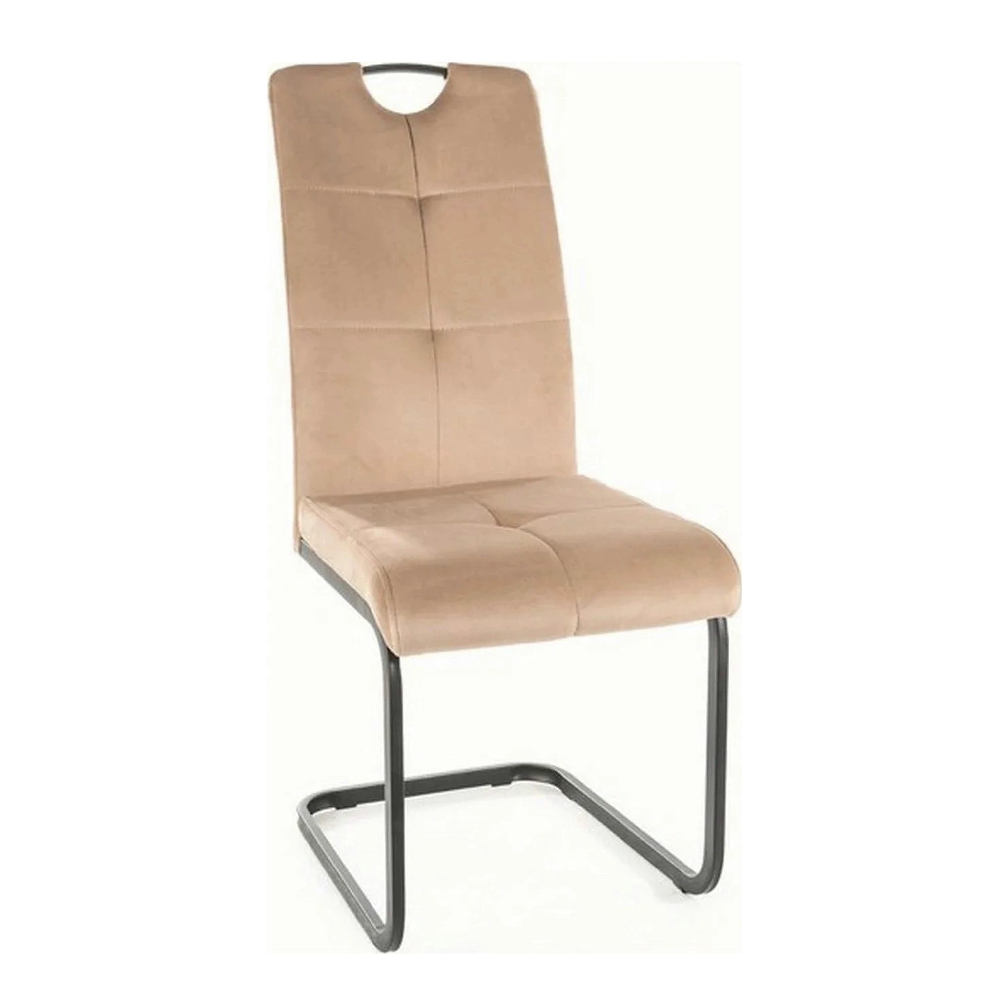 Scaun AXO, bej/negru, stofa catifelata/metal, 43x47x101 cm