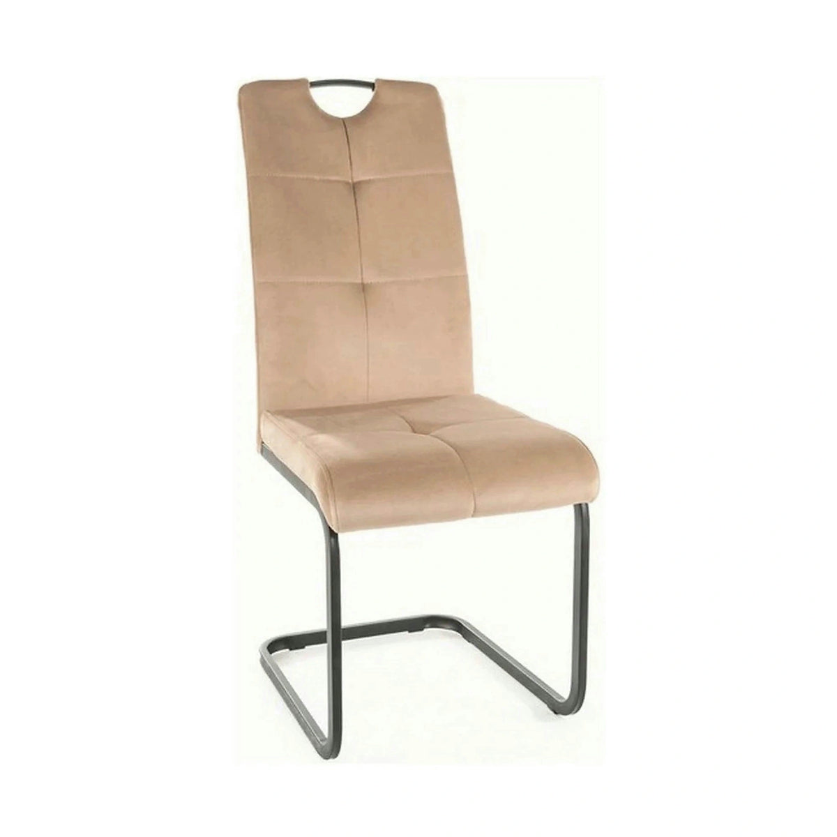Scaun AXO, bej/negru, stofa catifelata/metal, 43x47x101 cm