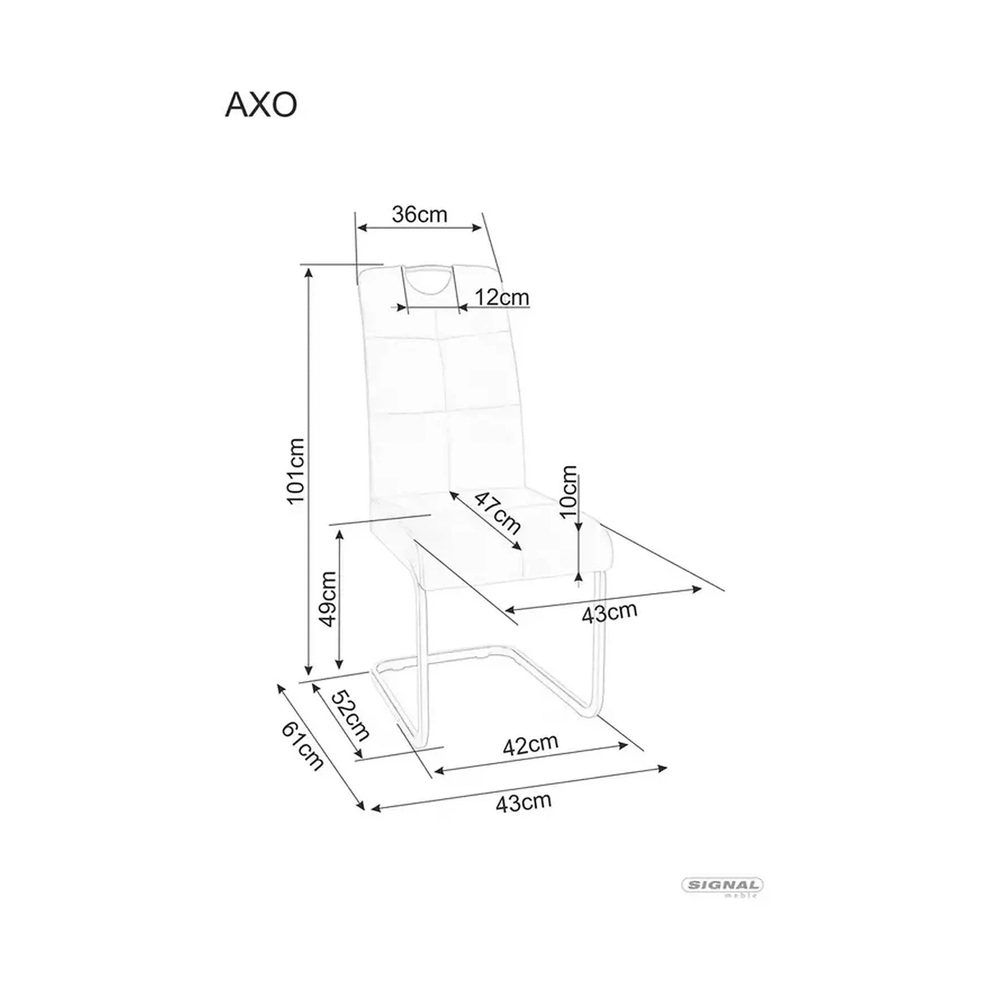 Scaun AXO, bej/negru, stofa catifelata/metal, 43x47x101 cm