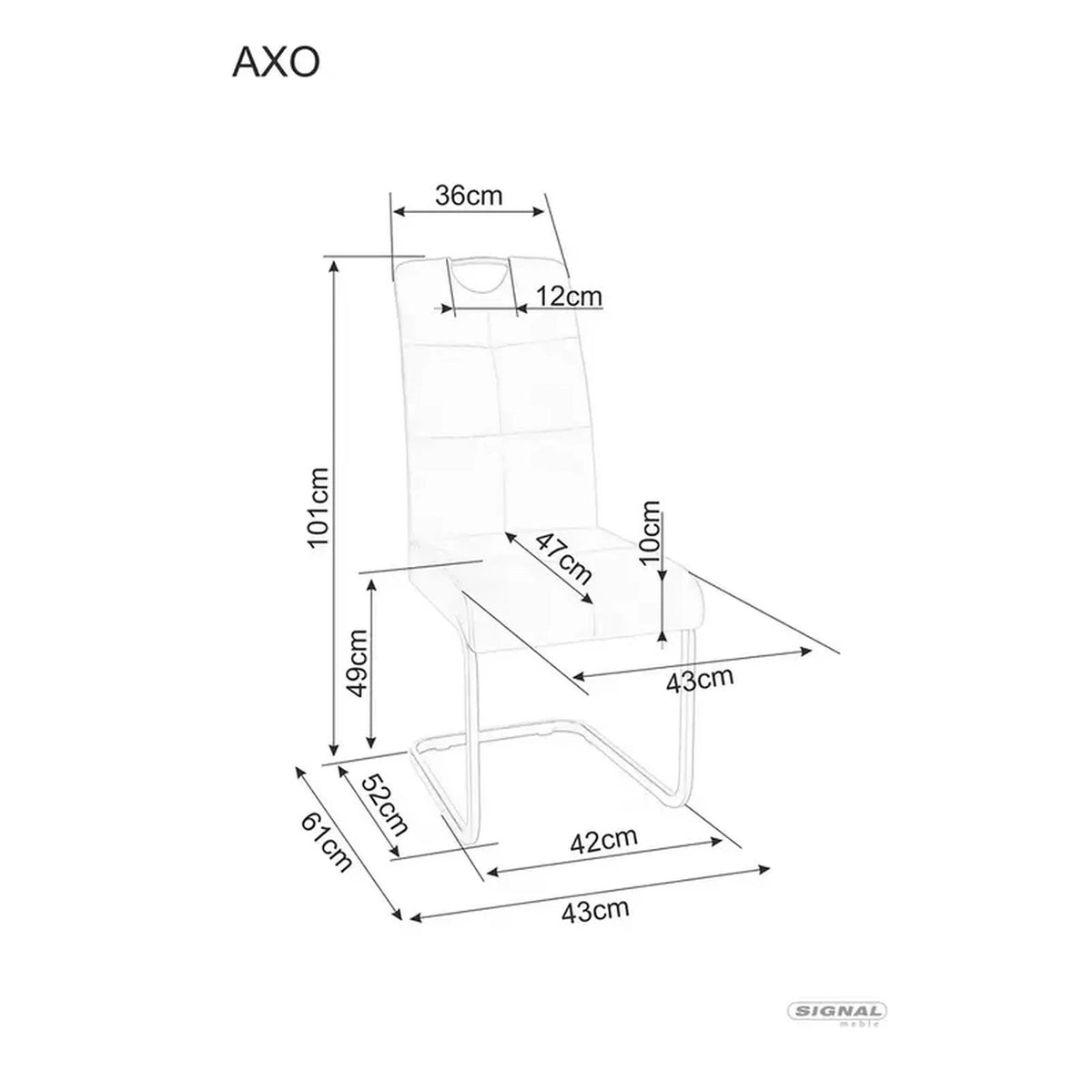 Scaun AXO, gri/negru, stofa catifelata/metal, 43x47x101 cm