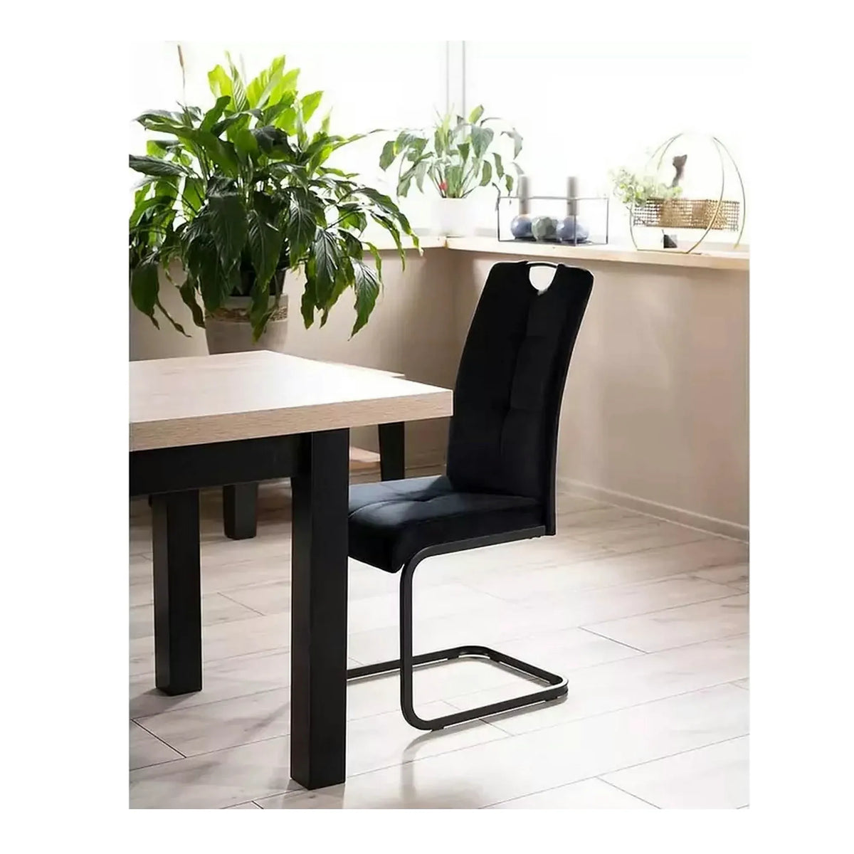 Scaun AXO, negru, stofa catifelata/metal, 43x47x101 cm