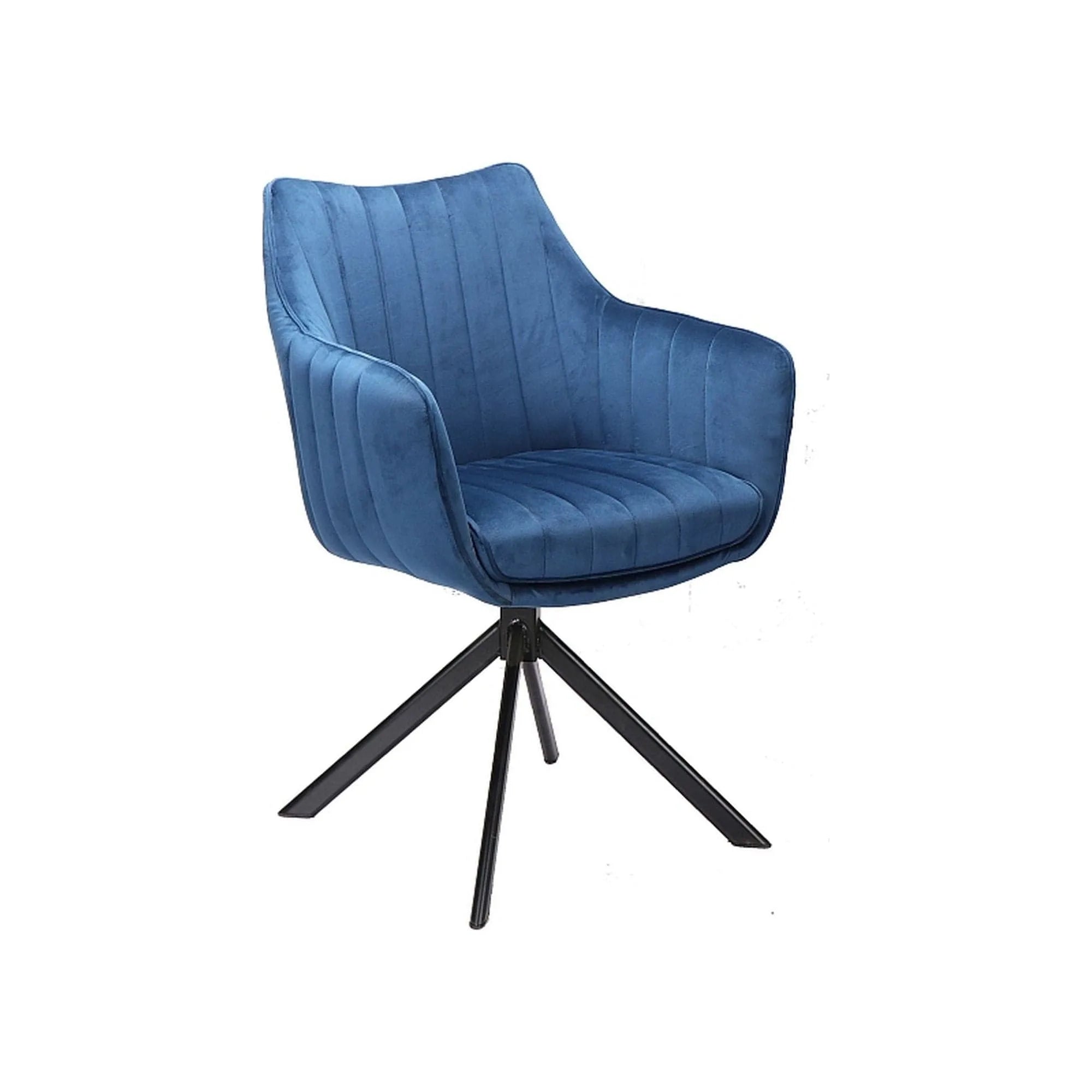 Scaun AZALIA, albastru/negru, stofa catifelata/metal, 61x44x86 cm