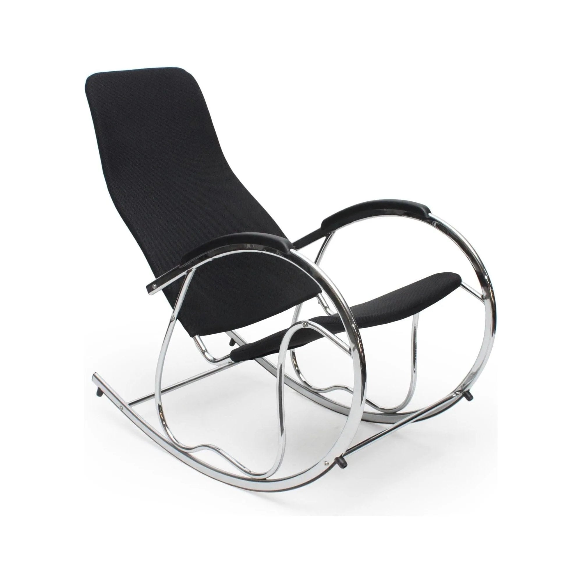 Scaun balansoar BEN 2, negru/crom, panza/metal, 55x97x99 cm