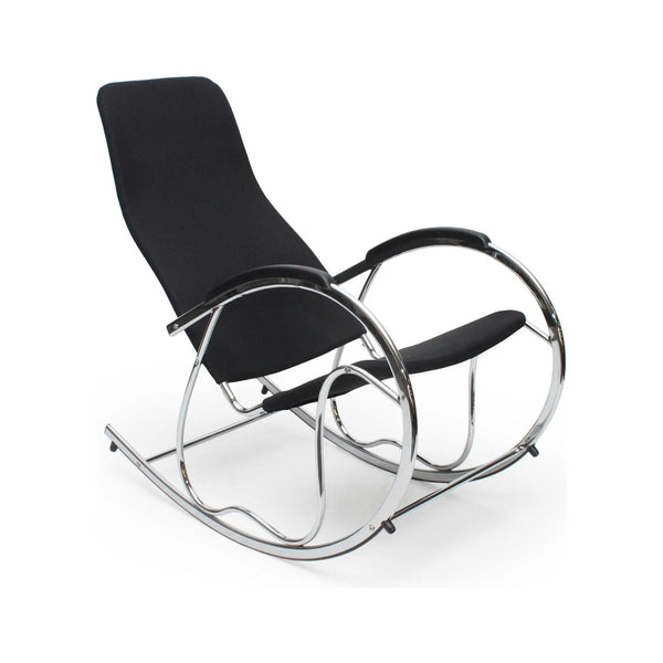 Scaun balansoar BEN 2, negru/crom, panza/metal, 55x97x99 cm