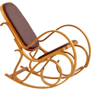 Scaun balansoar rustic MAX BIS PLUS, maro inchis/stejar auriu, piele ecologica/lemn indoit, 52x90x95 cm