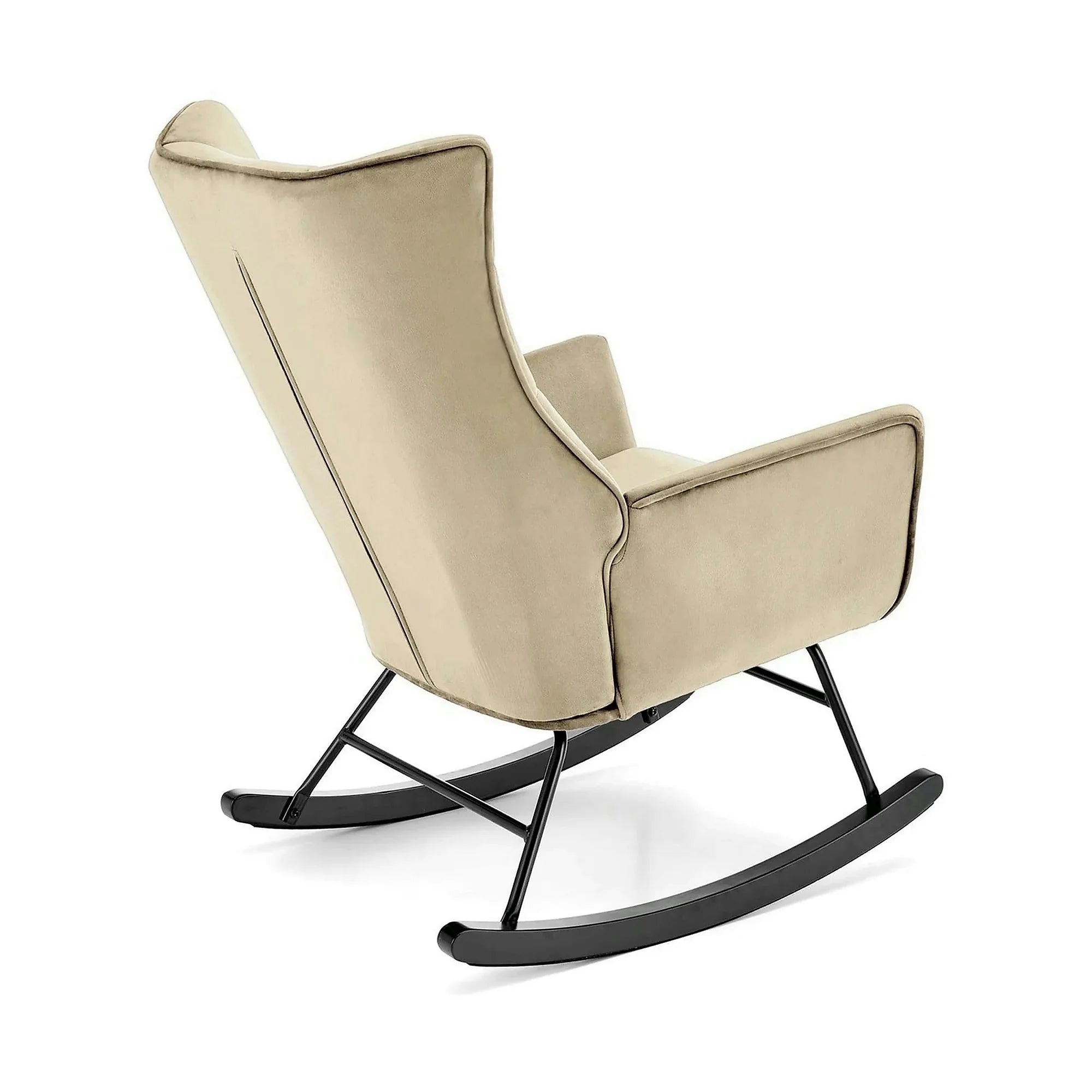 Scaun balansoar tapitat BAZALTO, bej/negru, stofa catifelata, 70x90x92 cm