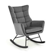 Scaun balansoar tapitat BAZALTO, gri/negru, stofa catifelata, 70x90x92 cm