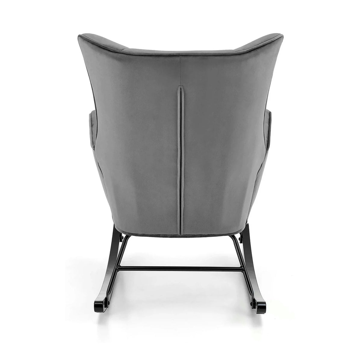 Scaun balansoar tapitat BAZALTO, gri/negru, stofa catifelata, 70x90x92 cm