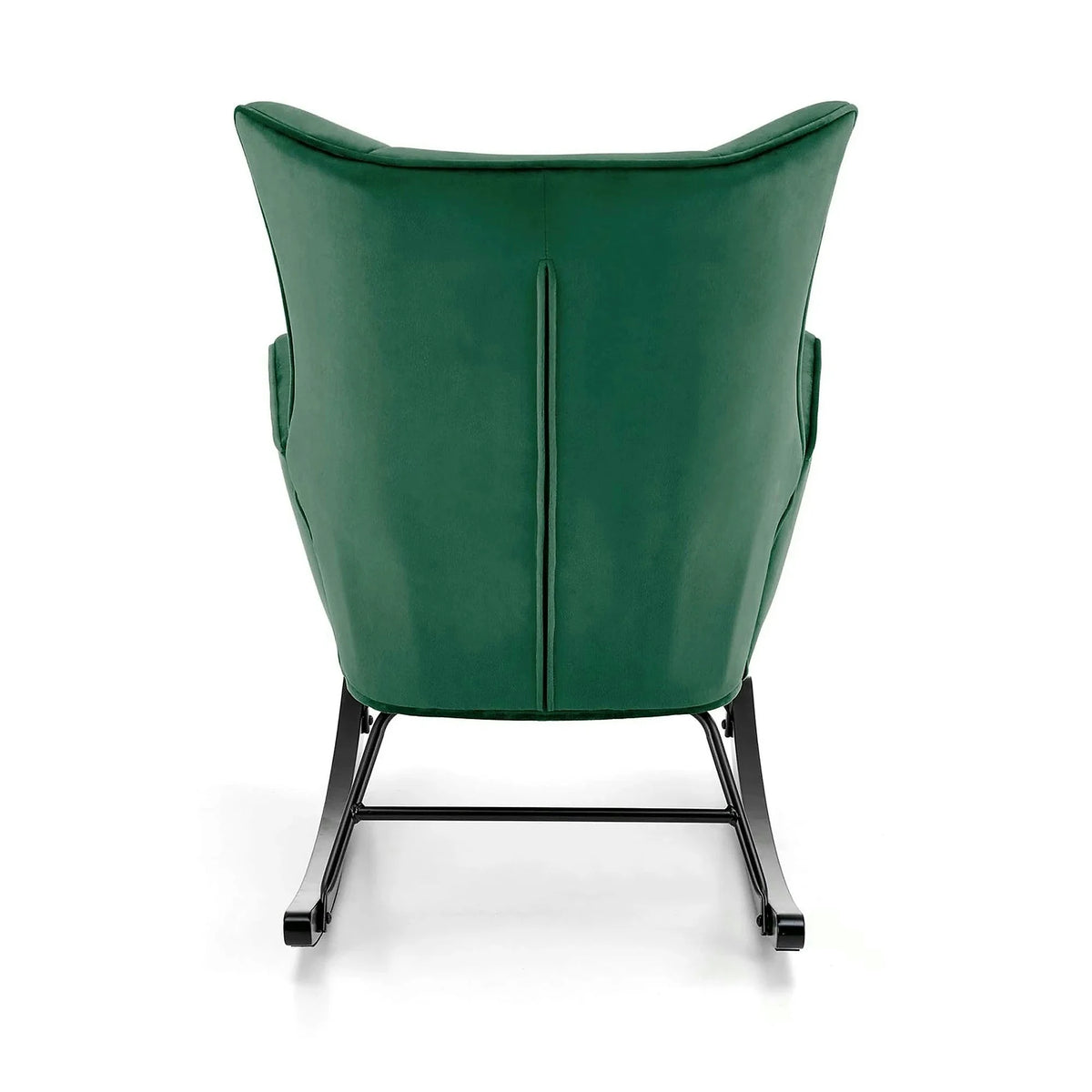 Scaun balansoar tapitat BAZALTO, verde/negru, stofa catifelata, 70x90x92 cm
