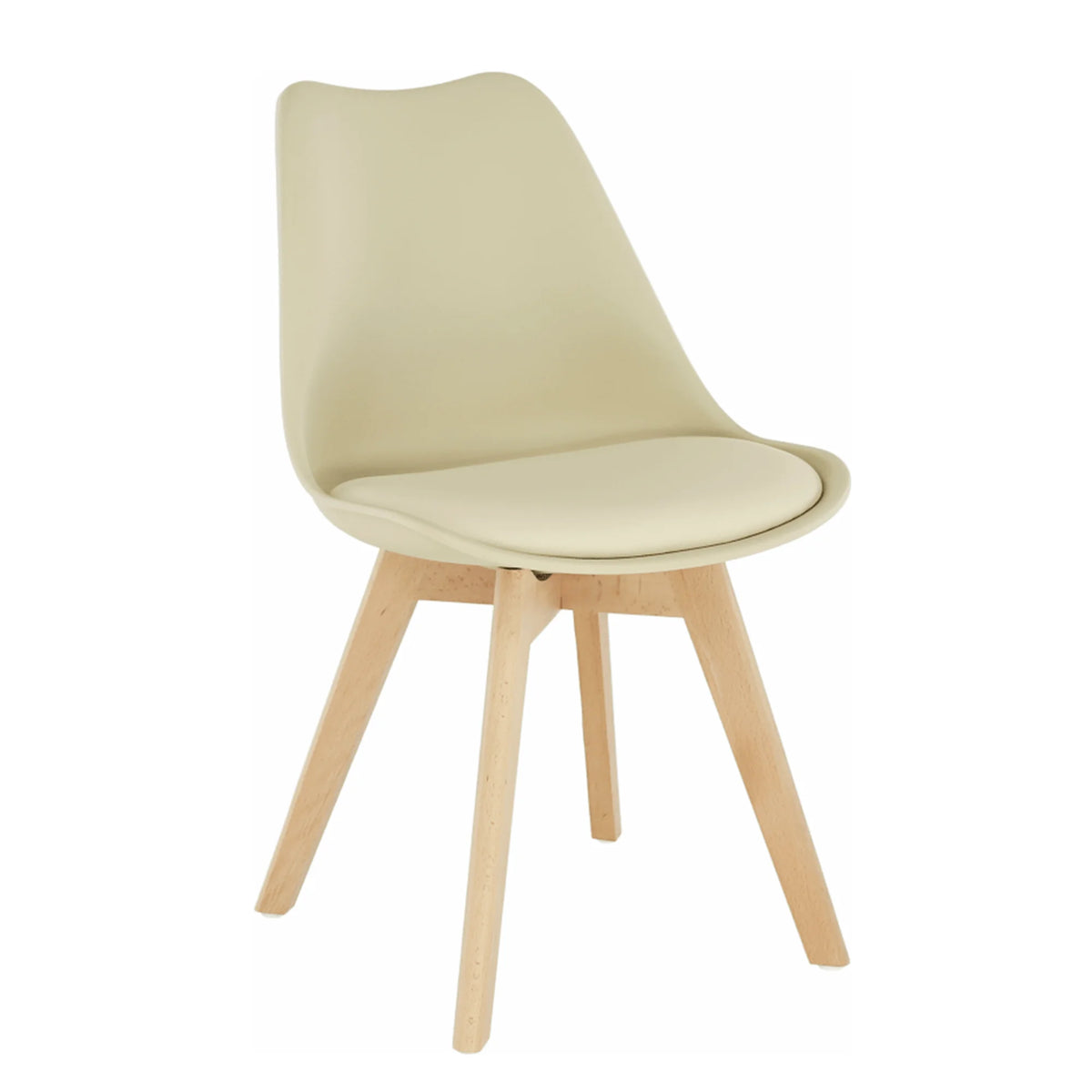 Scaun BALI 2 NEW, cappuccino vanilie/fag, piele ecologica/plastic/lemn, 48x56x81 cm