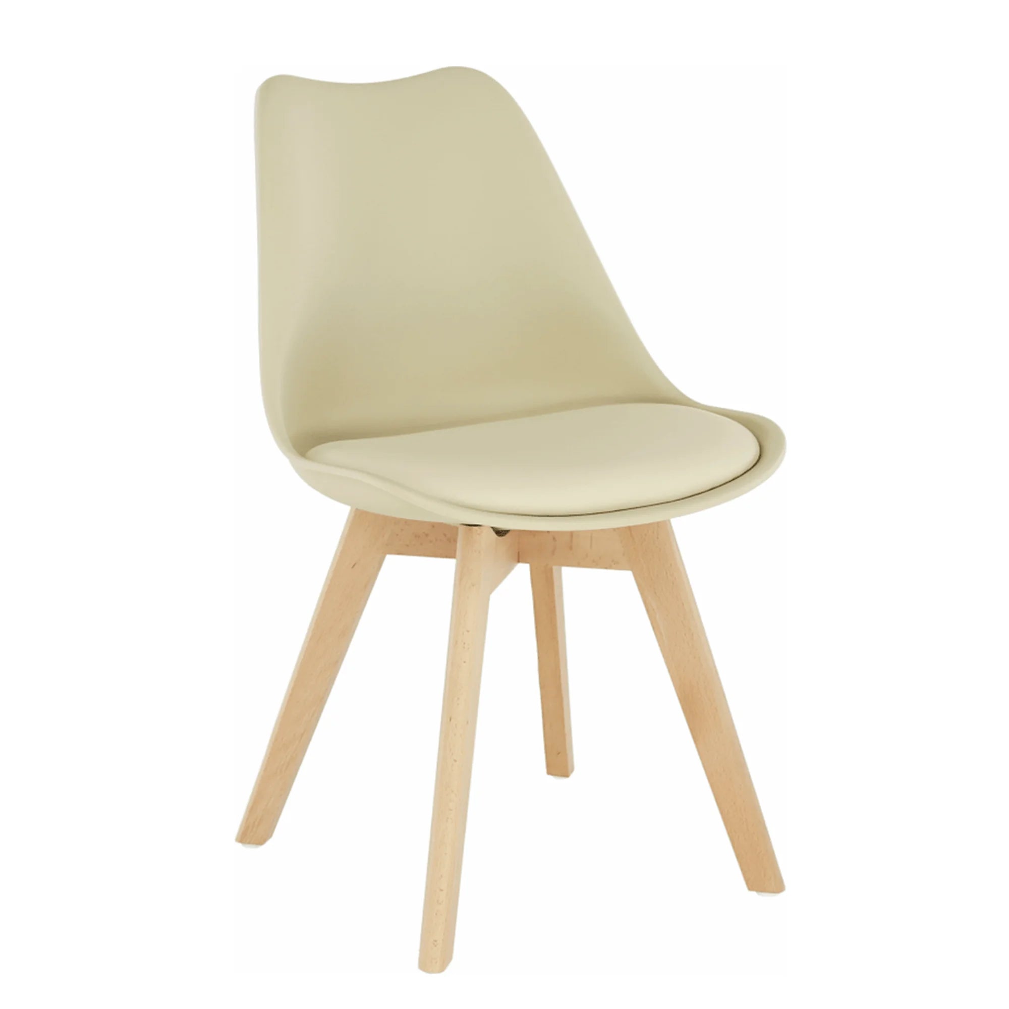 Scaun BALI 2 NEW, cappuccino vanilie/fag, piele ecologica/plastic/lemn, 48x56x81 cm