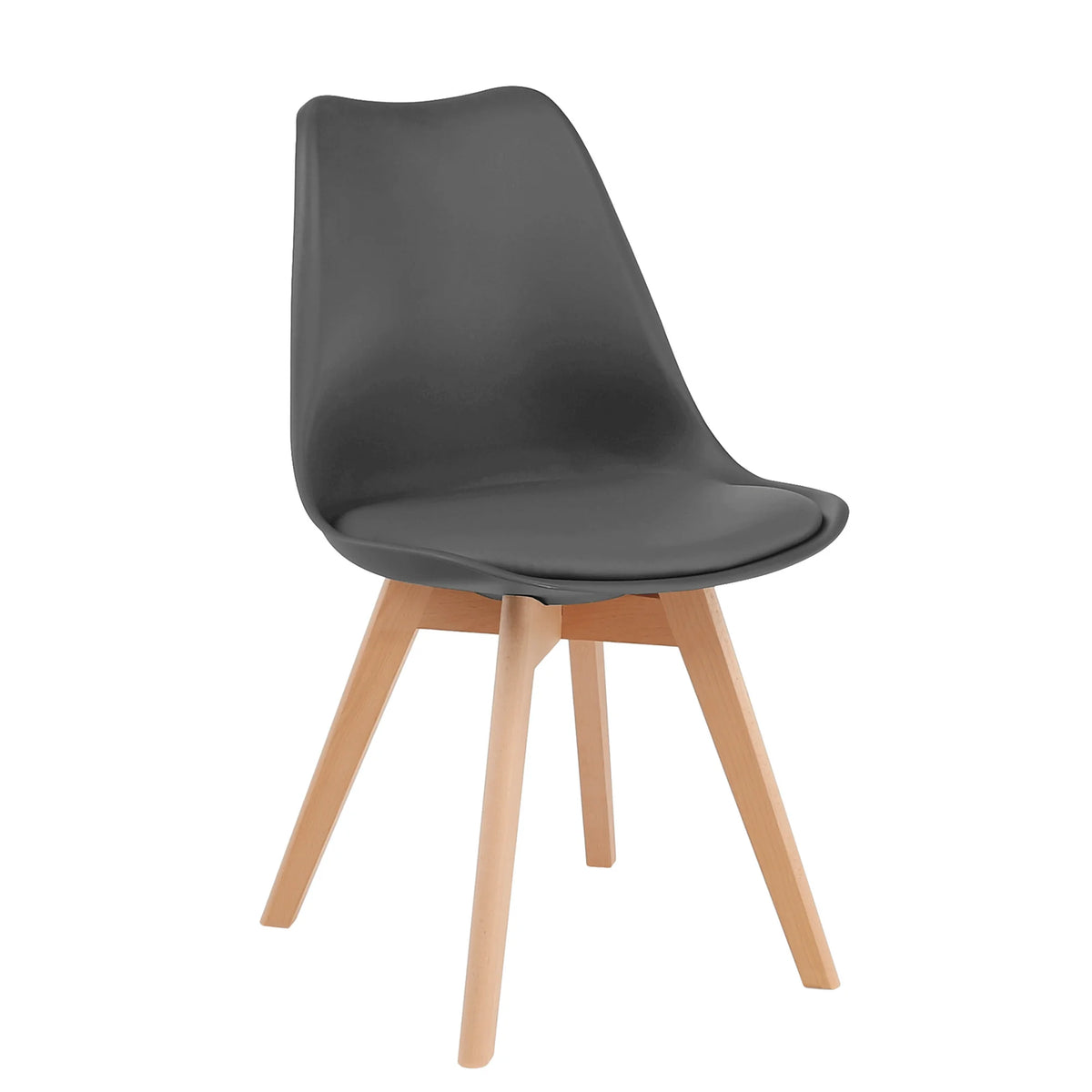 Scaun BALI 2 NEW, gri/fag, piele ecologica/plastic/lemn, 48x56x81 cm